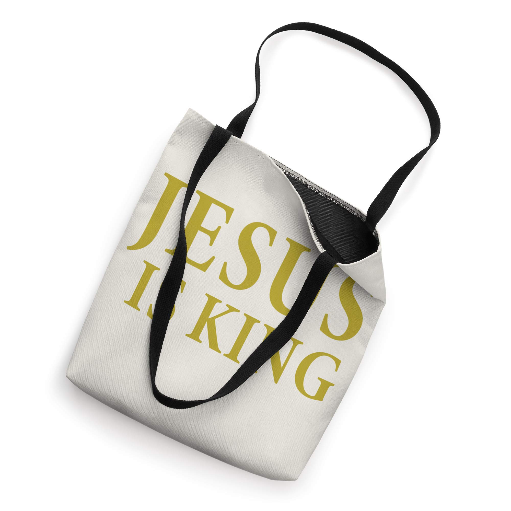 Jesus is King Tote Bag - Religious Christian Canvas Shopping Bag with Inspirational Quote - Perfect for Church, Bible Study & Everyday Use