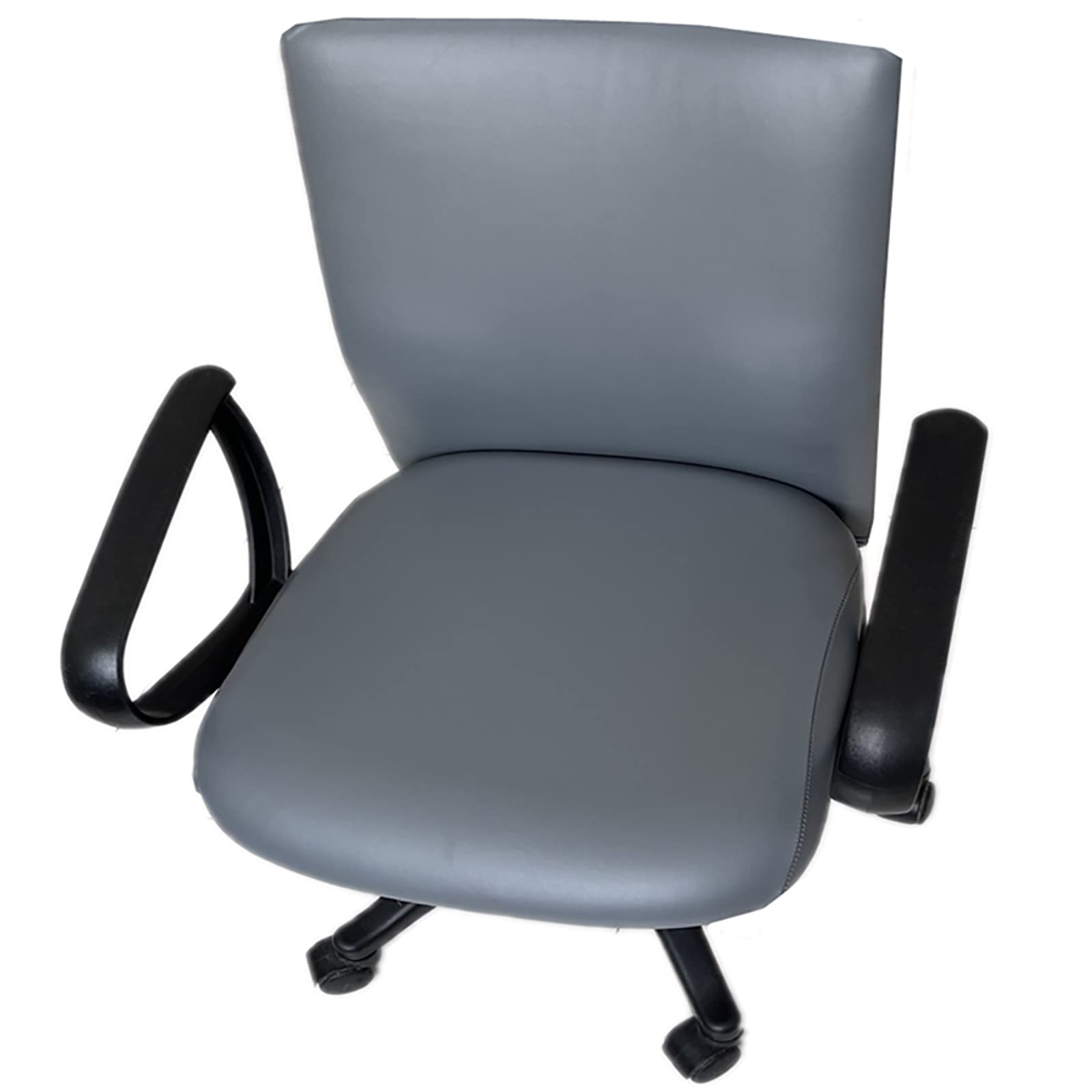 Waterproof PU Leather Office Chair Cover - Stretchable Rotating Chair Slipcover with Elastic Bottom for Executive Chairs & Boss Chairs (Dark Grey) - Perfect for Home Office, Conference Rooms & Workspaces