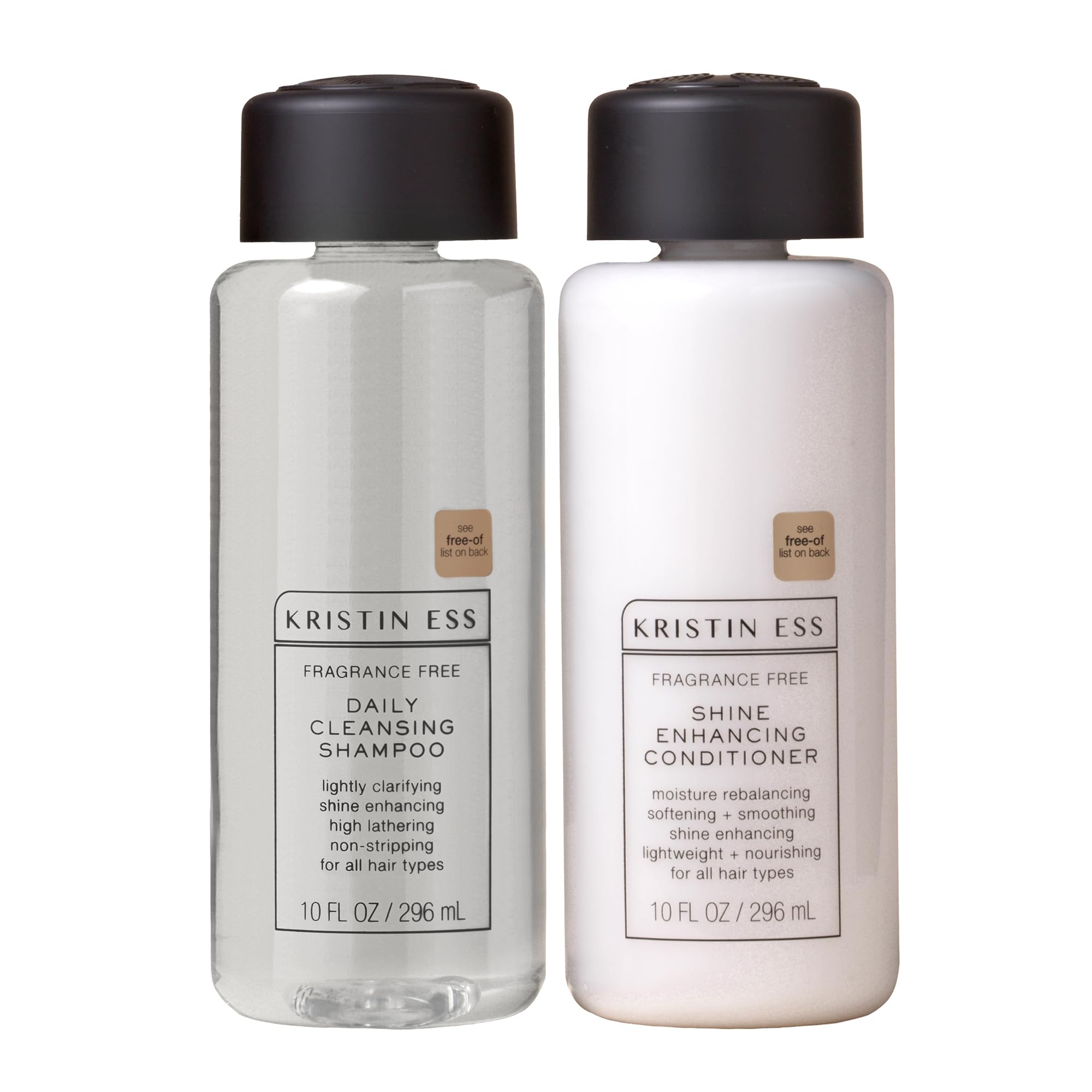 Kristin Ess Fragrance Free Shampoo & Conditioner Set - Sulfate Free, Color Safe, Hydrating & Moisturizing Vegan Hair Care (10 oz) | Perfect for Sensitive Scalp & Color-Treated Hair | Daily Gentle Cleansing & Nourishment