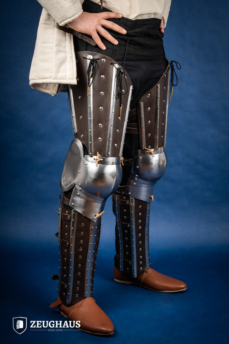 Premium Splinted Leg Armor in Brown - Medieval Knight Costume & LARP Gear for Cosplay, Renaissance Fairs & Historical Reenactments