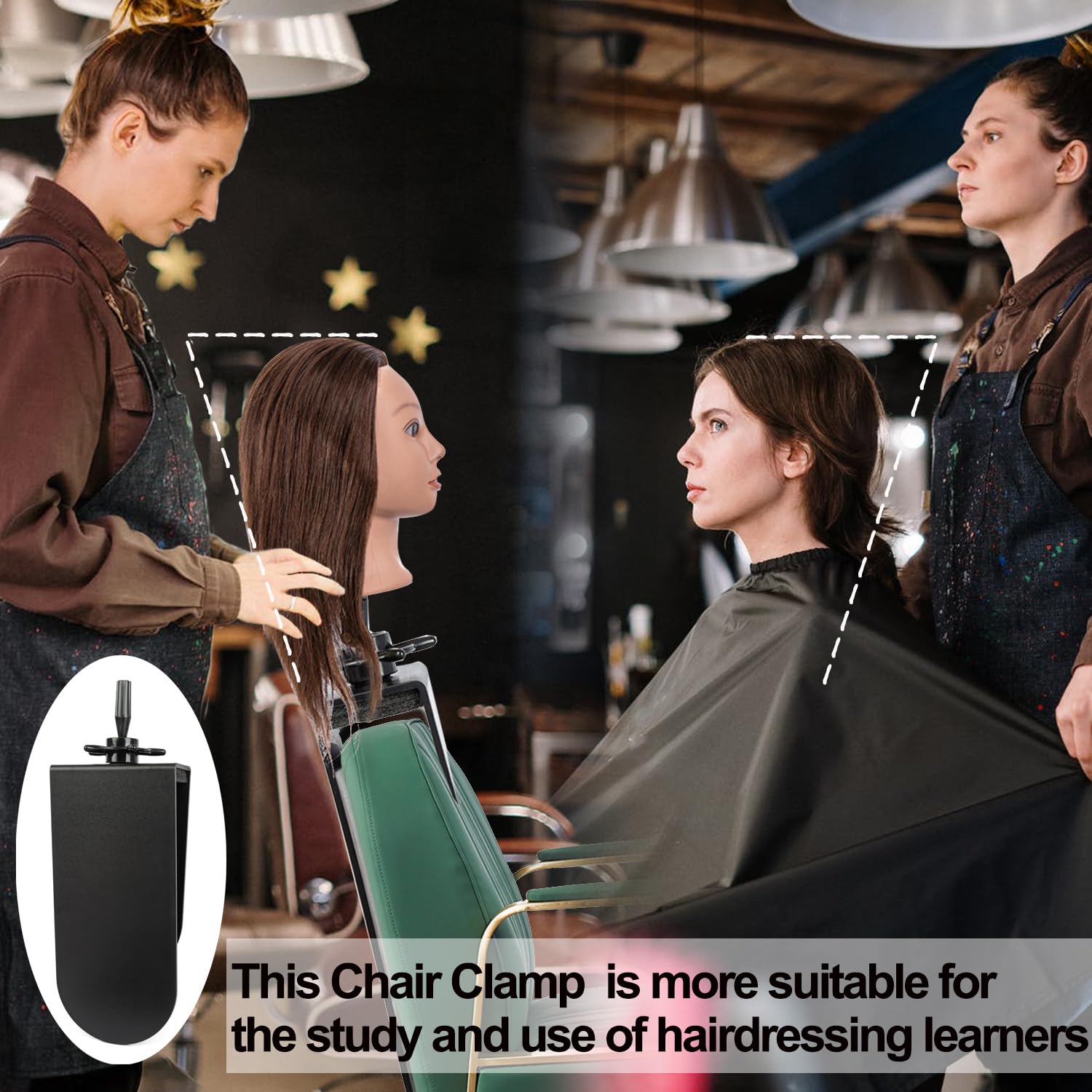 Professional Mannequin Clamp Stand for Salon Chairs - Adjustable Mannequin Head Holder for Hairstyling Practice, Braiding & Hair Styling Training (1 Pack) - Perfect for Beauty Schools & Home Salon Practice