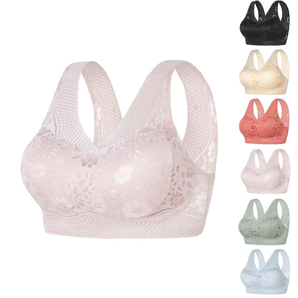 Breezybloom Women's Sexy Breathable Thin Bra - Comfortable Backless Bra for Summer, XL Pink | Perfect for Yoga, Workout & Daily Wear