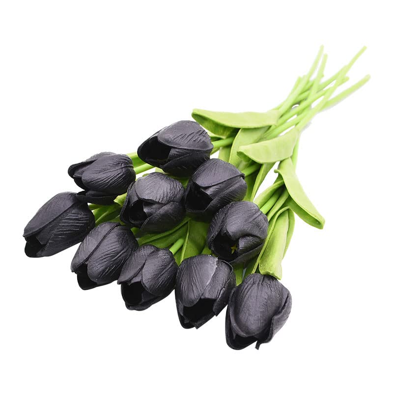 CHICIEVE 30pcs Artificial Tulip Sunset Flowers - Real Touch Holland PU Fake Tulip Bouquet, 13.5
