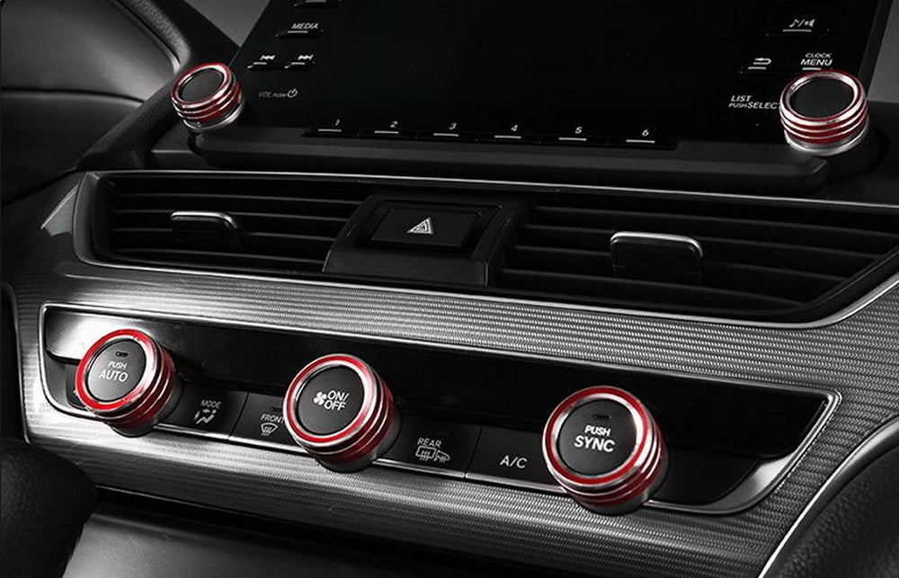 2PCS Red Stereo Audio Volume Control Knobs for 2018-2022 Honda Accord - Replacement Switch Covers for Car Radio & Dashboard (Perfect for DIY Car Interior Upgrades & Audio System Customization)
