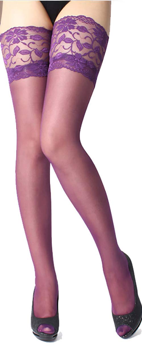 ONEFIT Sexy Women's Lace Top Thigh High Stockings - Sheer Pantyhose with Lace Band for Valentine's, Cosplay & Special Occasions