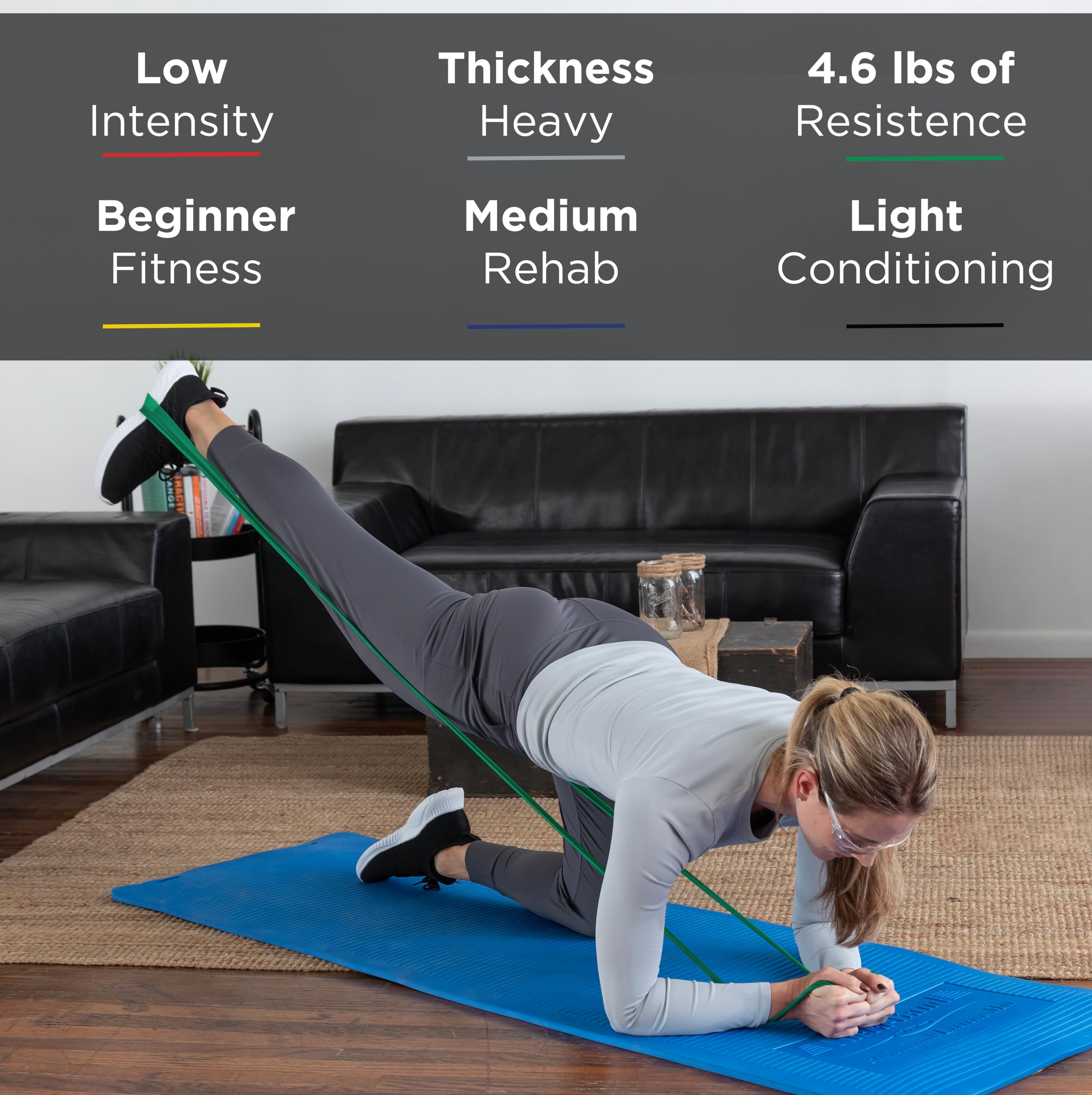 THERABAND Professional Latex Resistance Bands - 6 Ft Exercise Band for Strength Training, Physical Therapy, Pilates & Home Workouts - Heavy Duty Level 4 (Green) - Perfect for Full Body Toning, Muscle Recovery & Fitness Routines