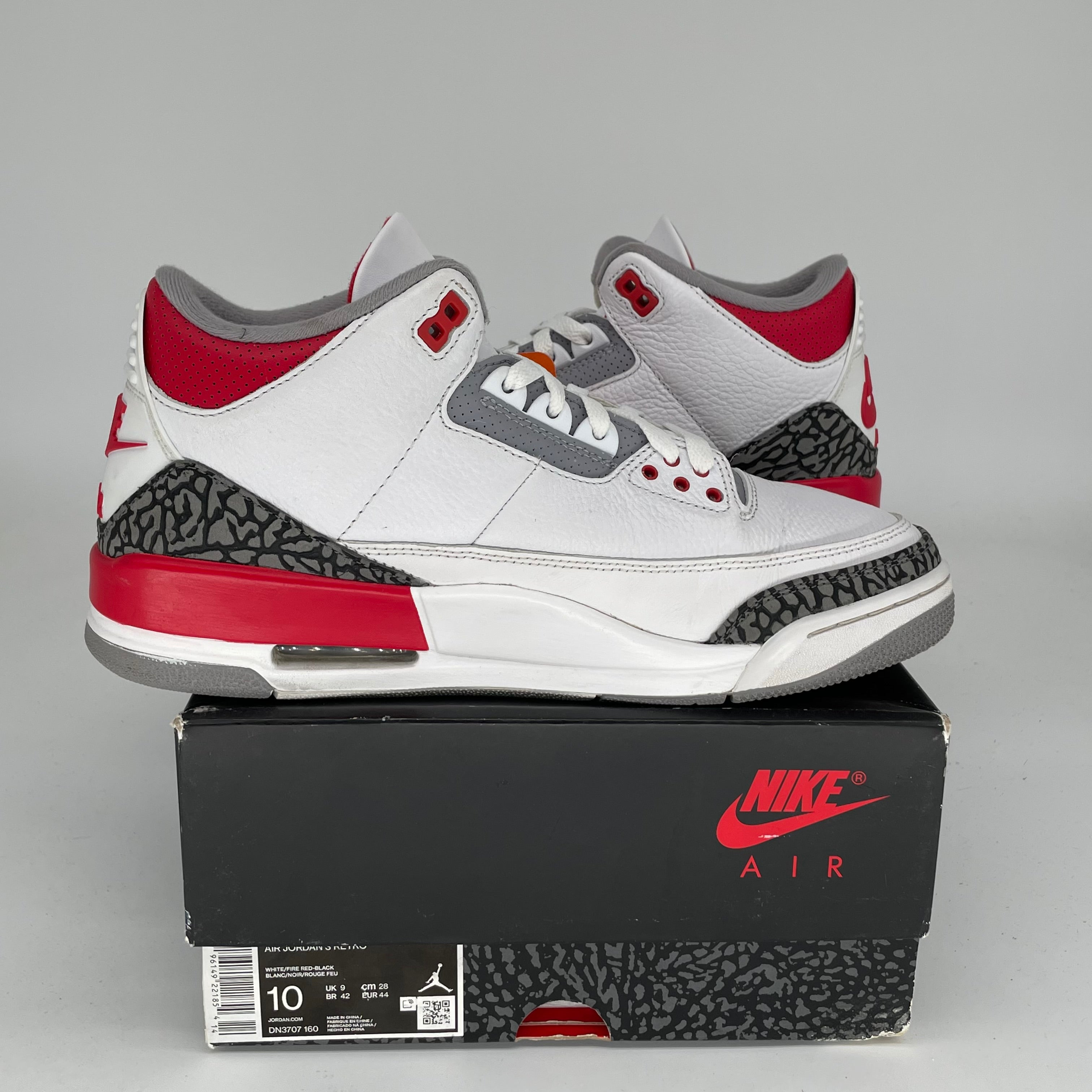 Original Air Jordan 3 Retro 'Fire Red' Men's Basketball Shoes - Size 10 (DN3707-160) | Authentic Nike Sneakers for Sports, Streetwear & Collectors