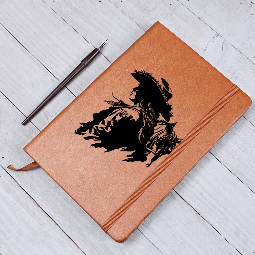 Cowgirl Vegan Leather Journal - 100 Sheets, Lined Pages, Horse Lover Gift for Women - Perfect for Writing, Sketching & Western-Themed Decor