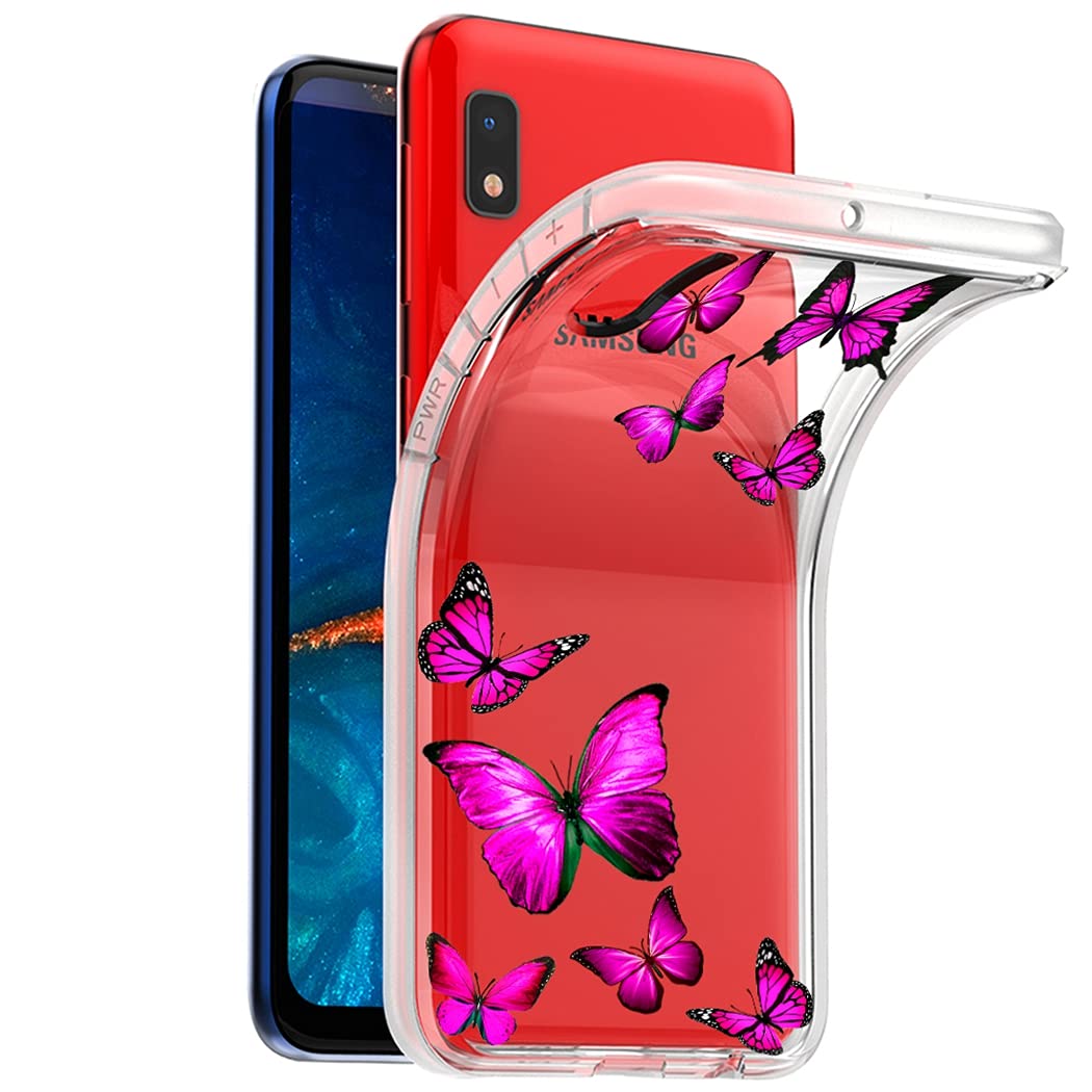 Samsung Galaxy A10E Phone Case for Women - Clear Slim Shockproof TPU Protective Cover with Rose Butterfly Pattern | Perfect for Everyday Use, Work & Travel