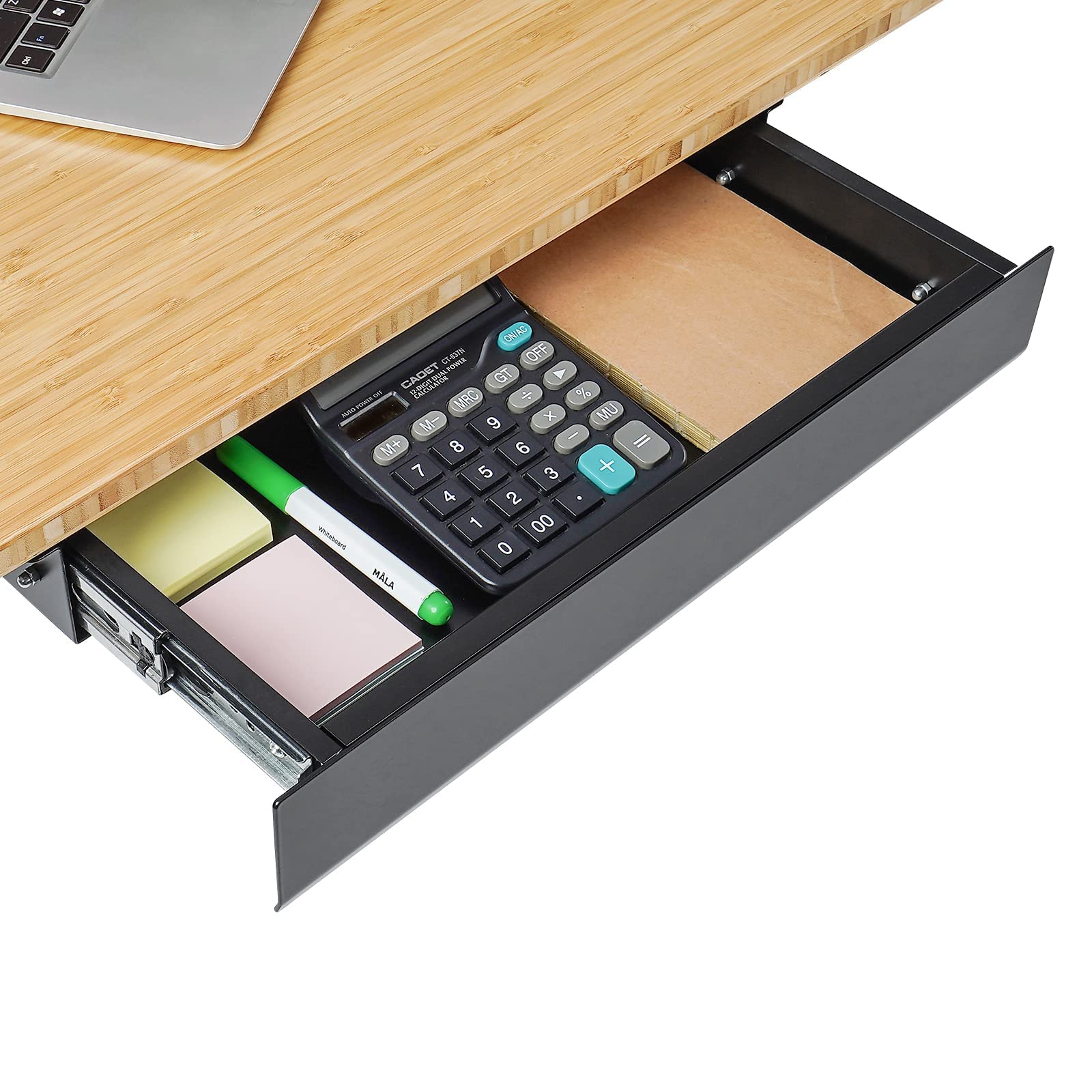 FLEXISPOT Under Desk Pull-Out Drawer Standing Desk Storage Organizer - Large Black Sliding Security Workstation Drawers for Office, Home & Workspace Organization