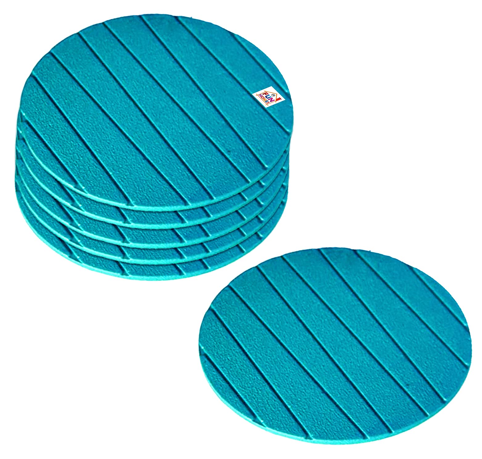 6-Pack Green EVA Foam Tea & Coffee Coasters Set with Glass Cover Lids - Non-Slip Drink Coasters for Home, Restaurant, Office - Perfect for Dining Tables, Coffee Shops and Party Decor - HS_38_FUNH21362