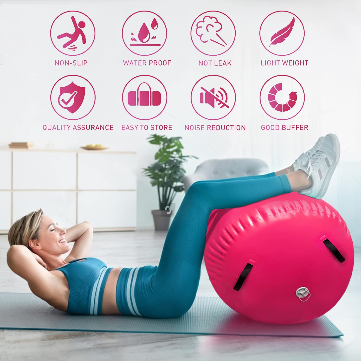 Inflatable Gymnastics Air Barrel Roller Mat - Back Handspring Training Equipment for Home & Gym Use | Tumbling Track, Yoga Balance, Cheerleading Practice with Electric Air Pump | Perfect for Kids & Adults Fitness Training