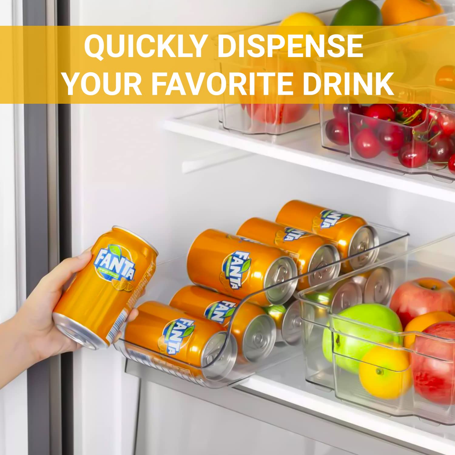 4-Pack Clear Refrigerator Organizer Bins with Handles - Stackable Storage Bins for Fridge, Freezer, Pantry & Cabinet Organization - Perfect for Kitchen, Bathroom & Home Storage Solutions