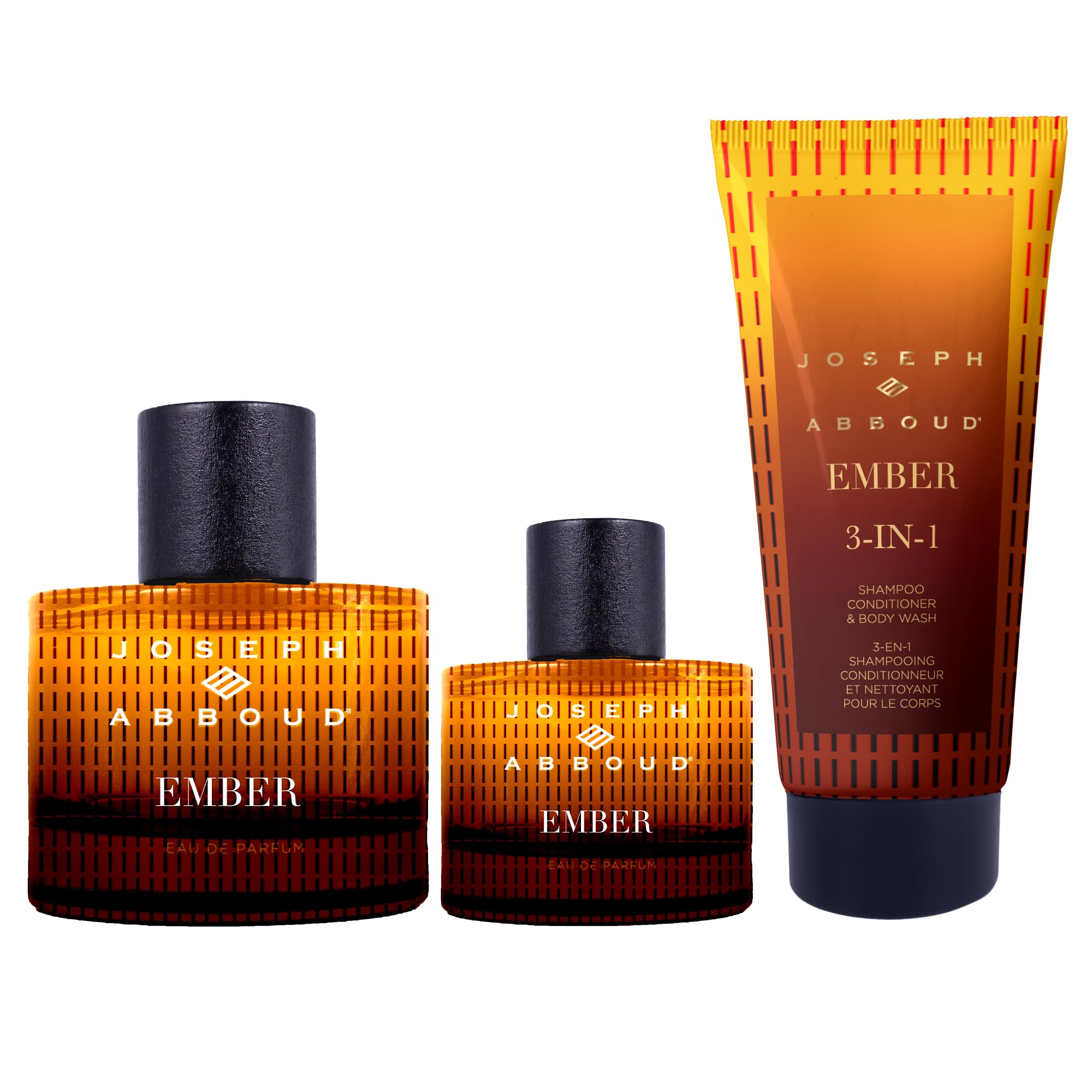 Joseph Abboud Ember Eau de Parfum Gift Set for Men - 3.4 oz Cologne Trio with Travel Spray | Perfect for Date Nights, Business Meetings & Special Occasions