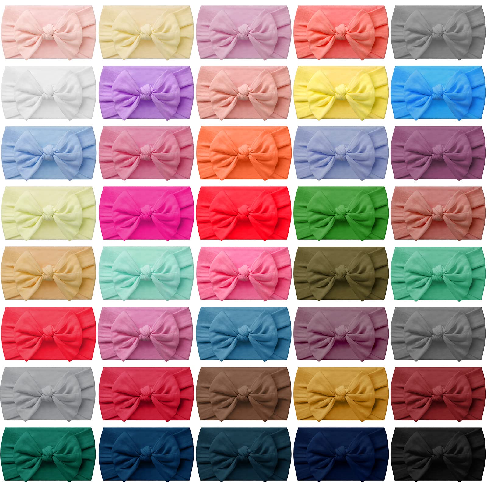 Janinka 42 Pcs Baby Hairbands Set - Soft Nylon Headbands with Bows for Girls & Boys, Newborn to Toddler Age (0-4 Years) | Perfect for Daily Wear, Parties, Photo Shoots & Special Occasions