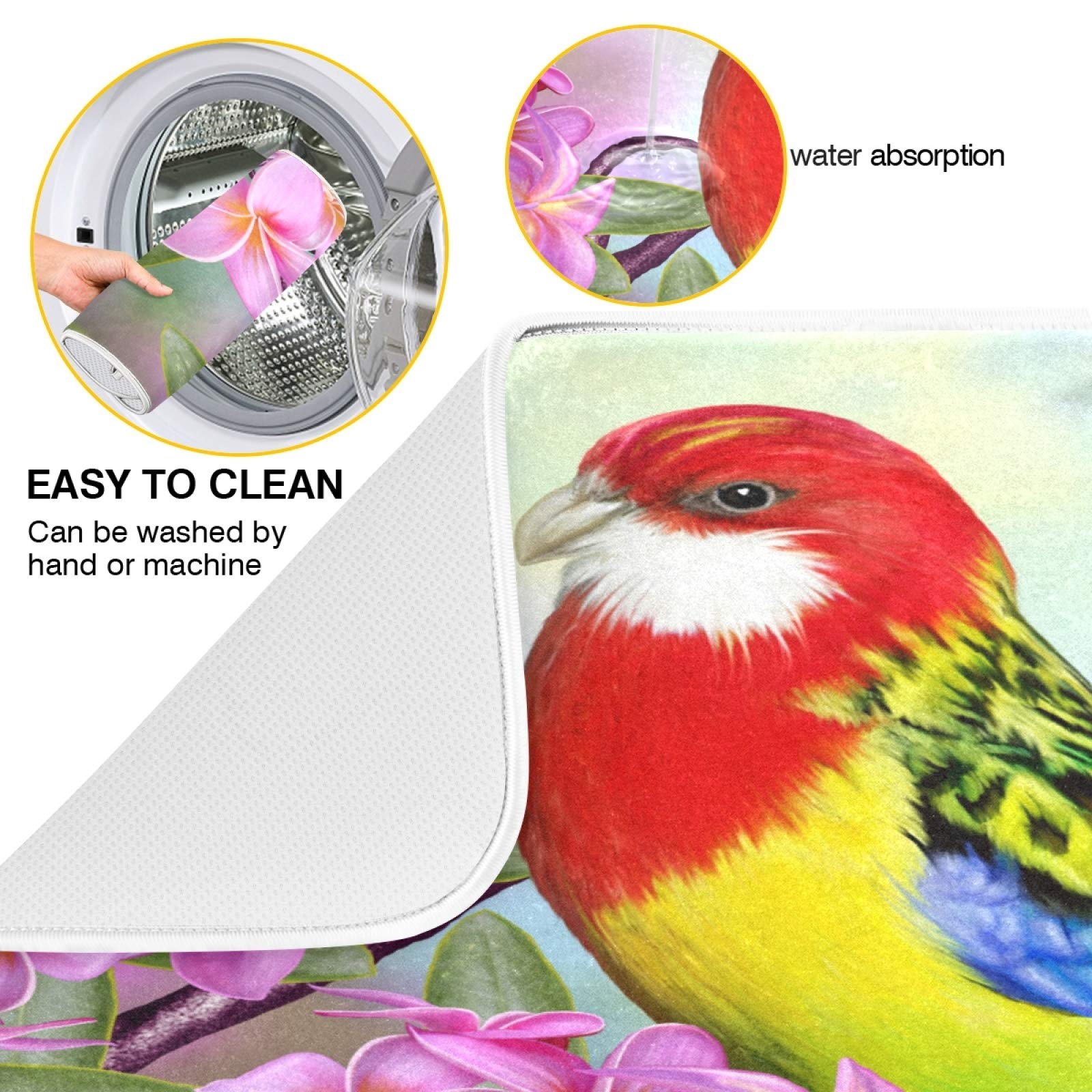 Floral Dish Drying Mat - Absorbent Microfiber for Kitchen Counter | Home Decor & Tableware Protection