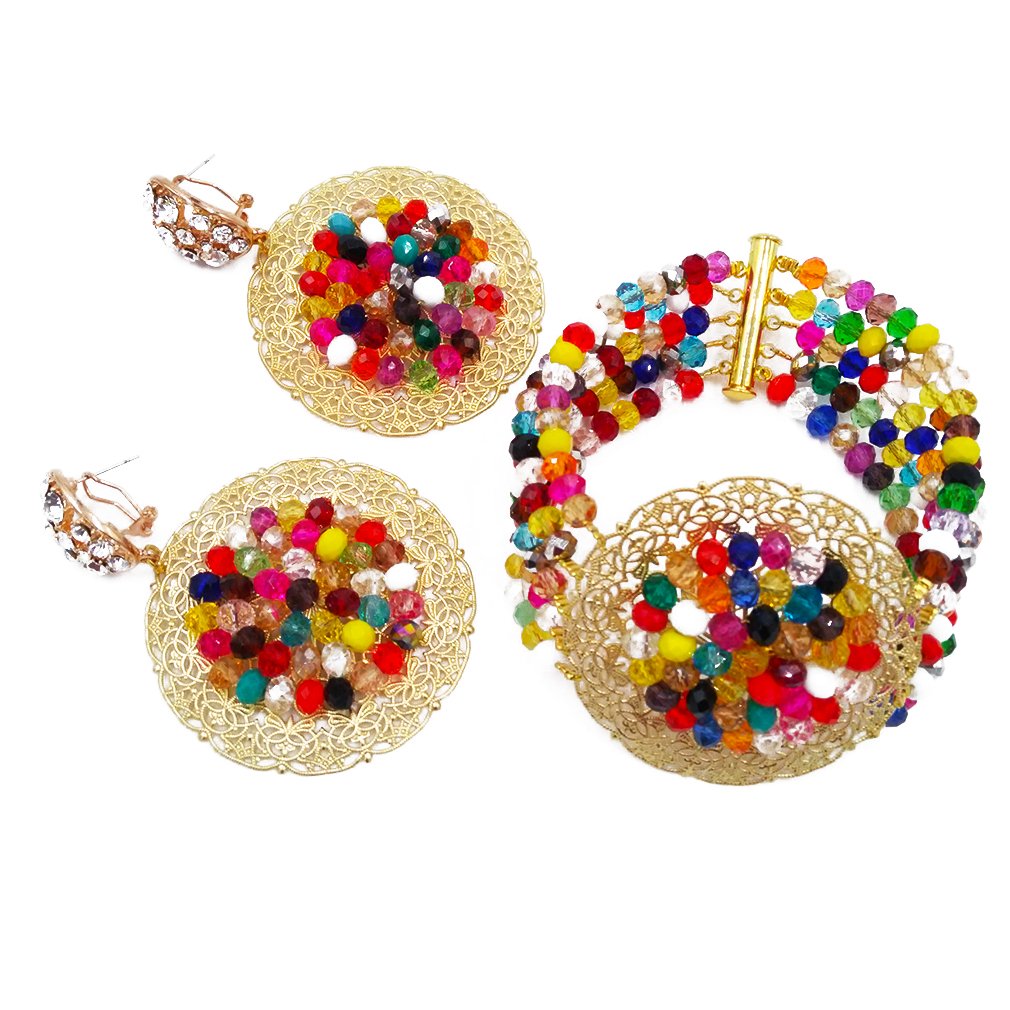 Authentic African Beads Jewelry Set - Nigerian Wedding Necklace & Earrings for Women | Handmade Tribal Accessories for Bridal, Cultural Events & Special Occasions