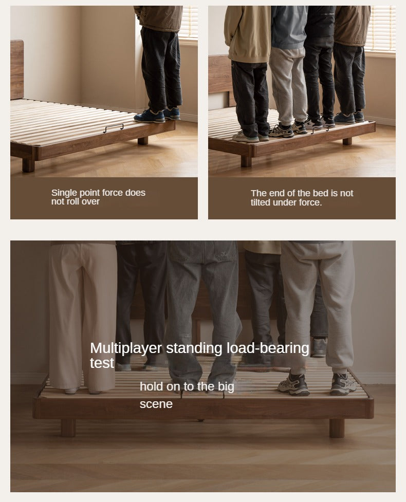 Solid Wood Floating Bed Frame - Black Walnut & Oak - Modern Platform Bed with Hidden Storage - Perfect for Small Bedrooms & Minimalist Home Decor