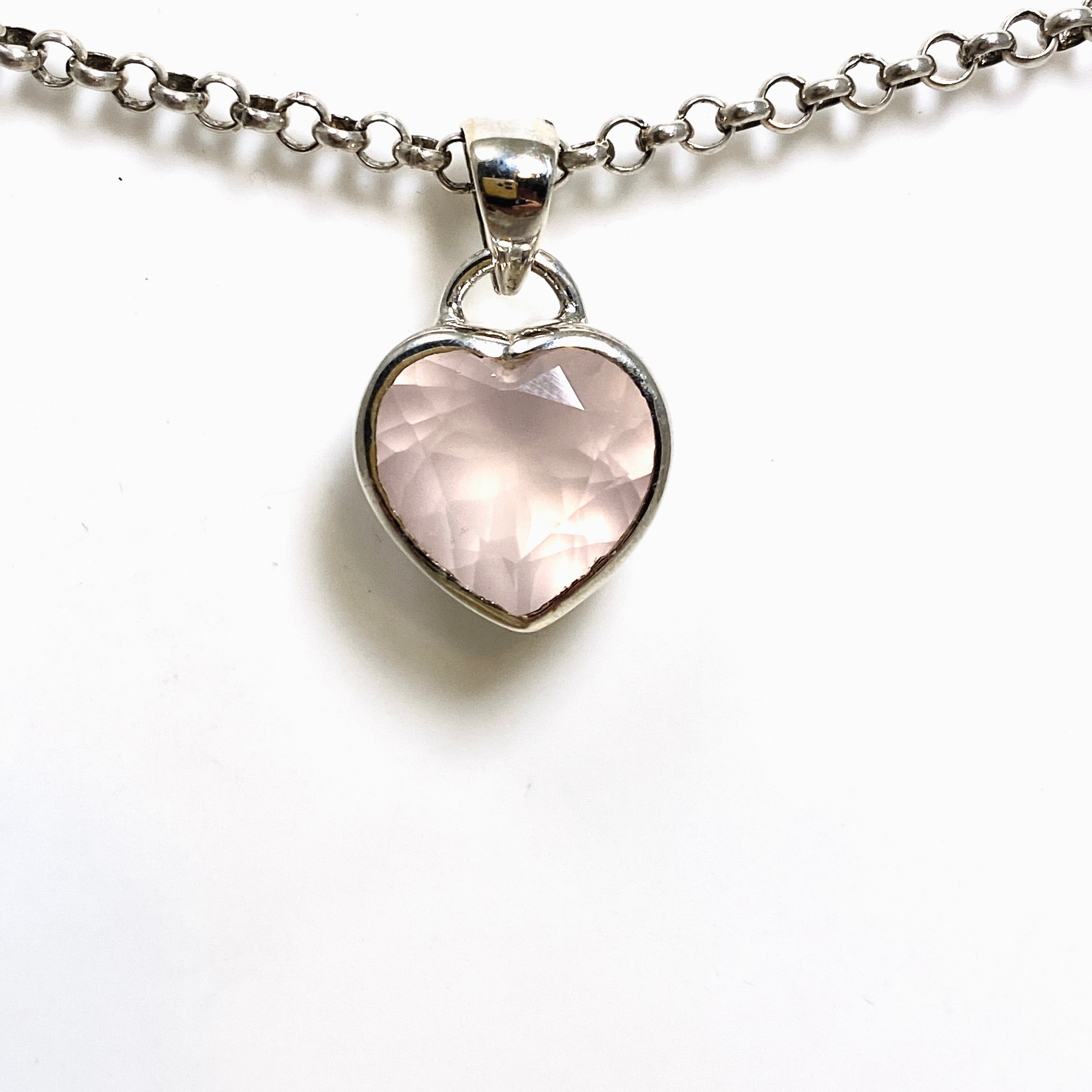 Rose Quartz Heart Faceted Pendant Necklace - Natural Gemstone Jewelry for Women - Perfect for Valentine's Day Gifts & Spiritual Healing