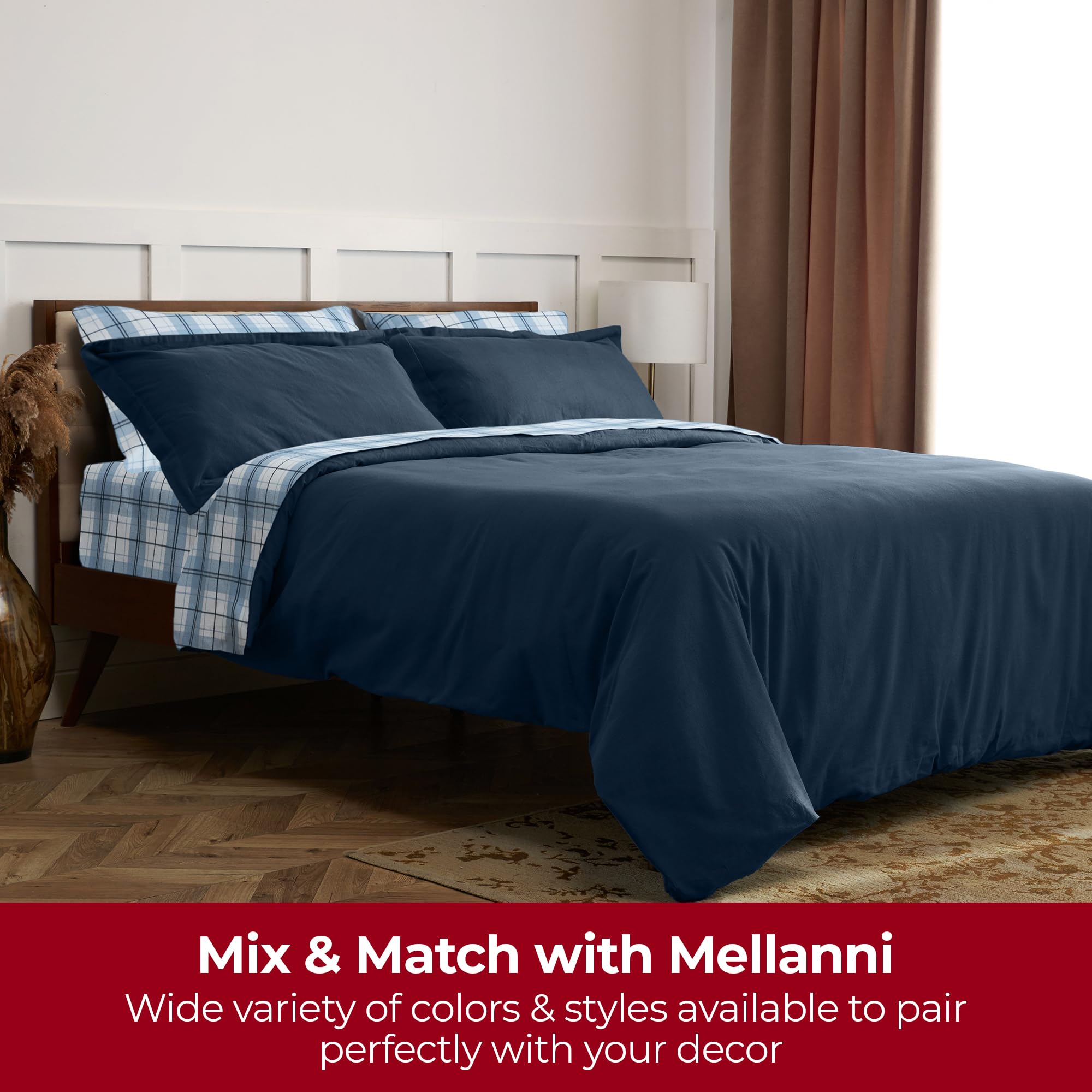 Mellanni Cotton Flannel Sheet Set - Ultra Soft Double Brushed for Maximum Comfort - Deep Pocket Fitted Sheet Fits Mattresses up to 16