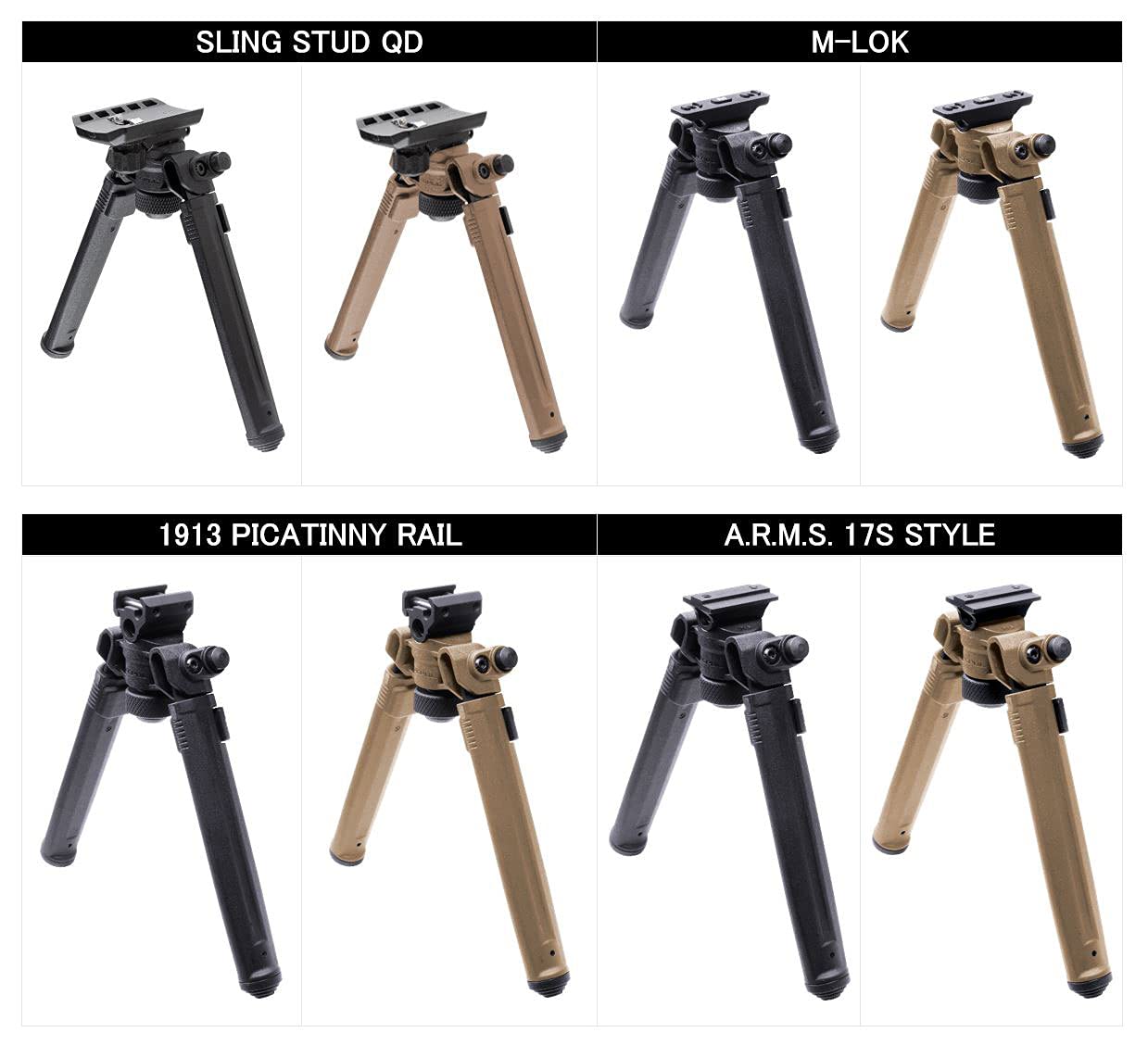 Magpul Rifle Bipod - Adjustable Shooting Rest for Hunting, Tactical & Precision Shooting | Stable Gun Support for Range, Outdoor & Competition Use