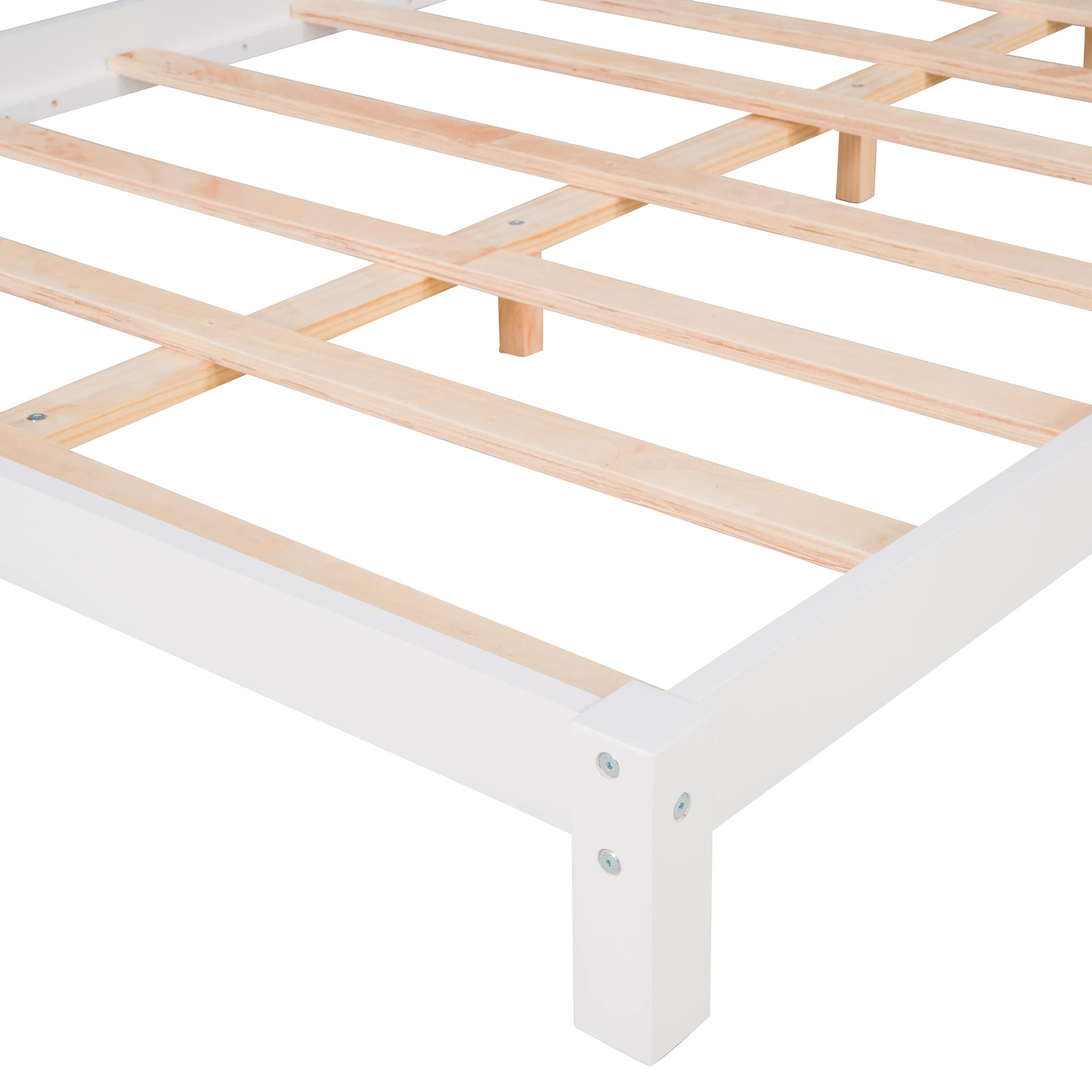 Merax Full Size Platform Bed Frame with House-Shaped Headboard - Sturdy Wooden Bed Base, No Box Spring Needed - Perfect for Kids Rooms, Guest Bedrooms & Cozy Home Decor (White)