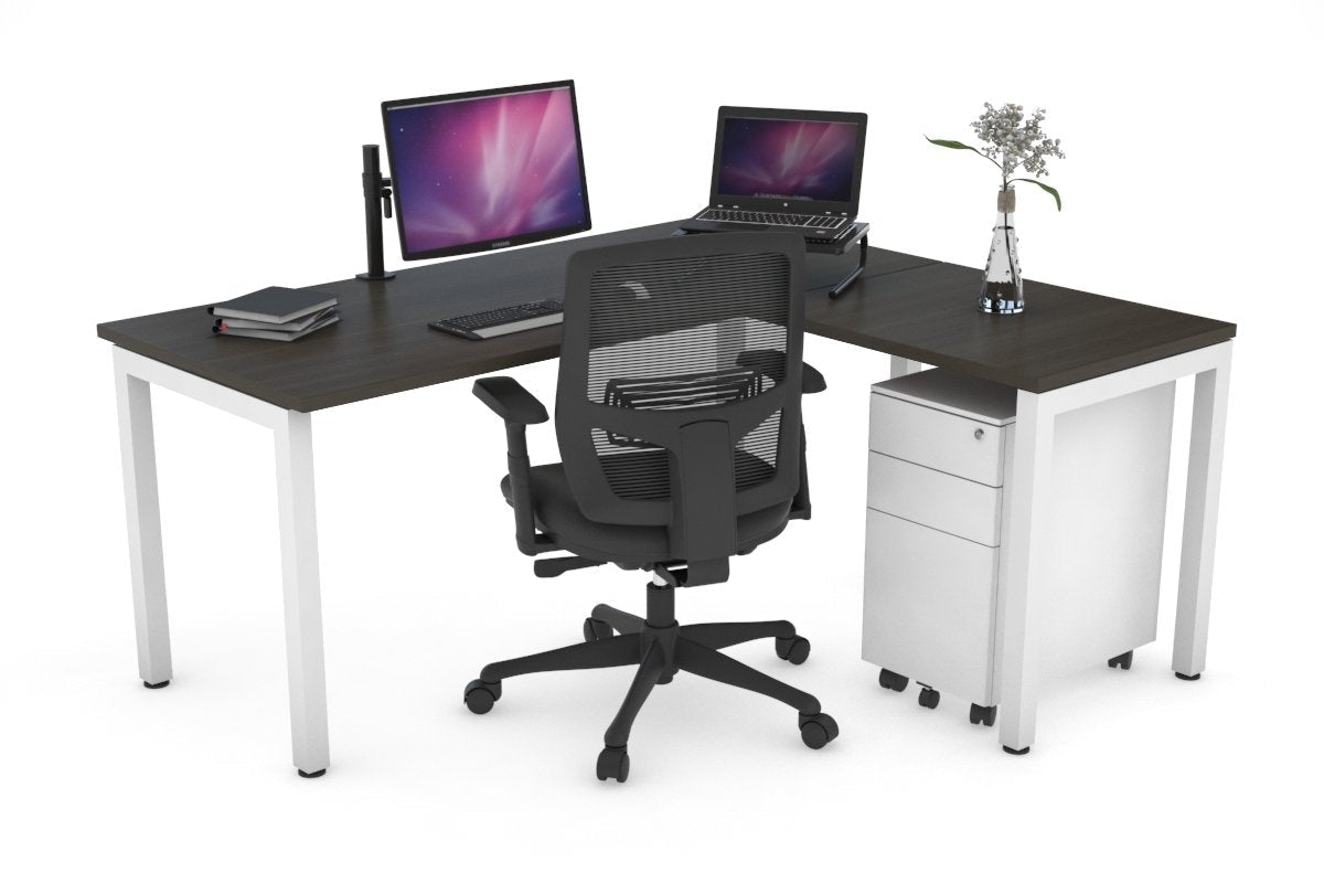 L-Shaped Corner Office Desk with Quadro Square Legs - 1800L x 1450W - Perfect for Home Office, Study Room & Workspace Organization