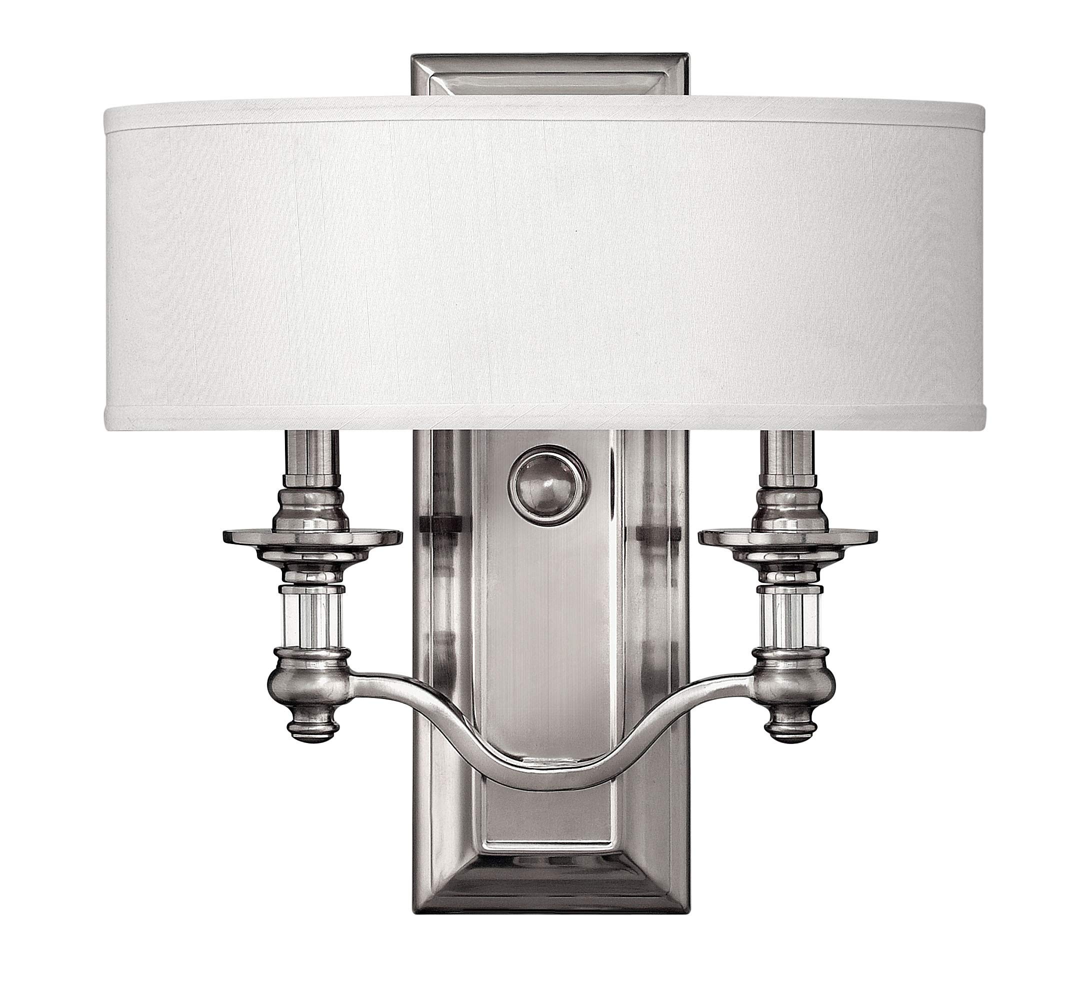 Hinkley 4900BN Traditional Two Light Wall Sconce - Sussex Collection in Pewter, Nickel, Brushed Steel & Silver Finish | Perfect for Bedroom, Hallway & Entryway Lighting