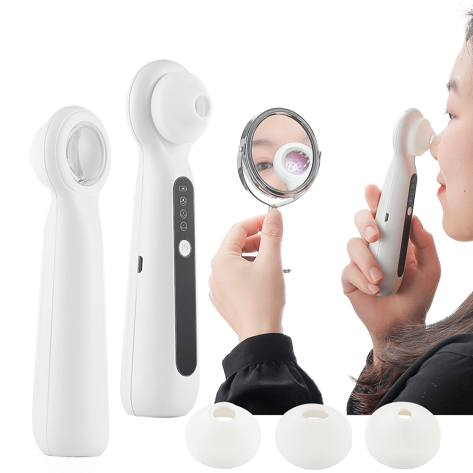 ForeverLily Blackhead Vacuum Remover - Professional Nose Pore Cleaner with Magnifier & LED Light - Facial Blackhead Extractor Tool for Deep Cleansing - Perfect for Home Spa & Skincare Routine