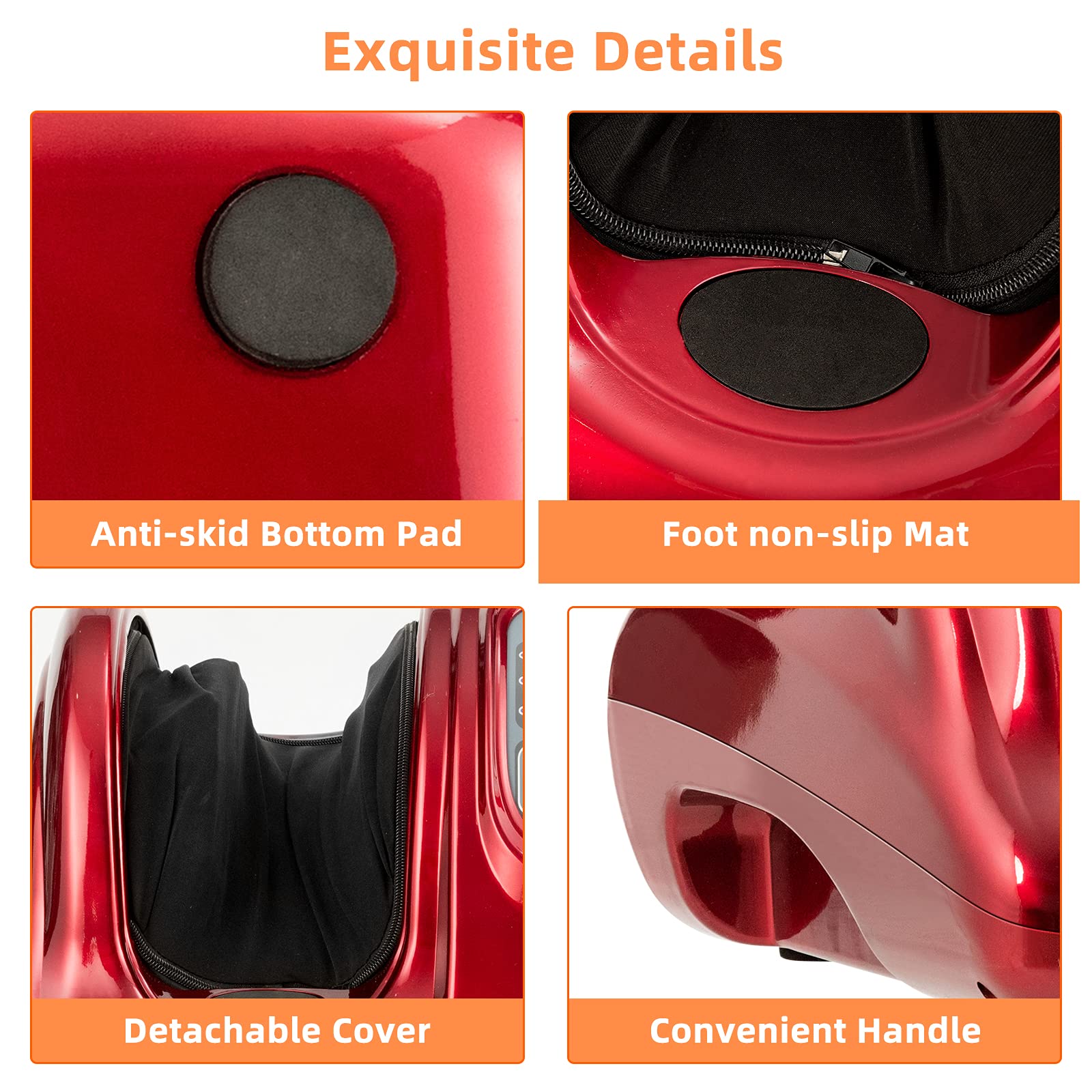 RELAX4LIFE Shiatsu Foot Massager Machine with Remote Control - 4 Programs & 3 Modes for Plantar Fasciitis Relief, Electric Calf & Foot Massager with Deep Kneading & Rolling Therapy - Perfect for Home, Office & Post-Workout Muscle Recovery (Red)