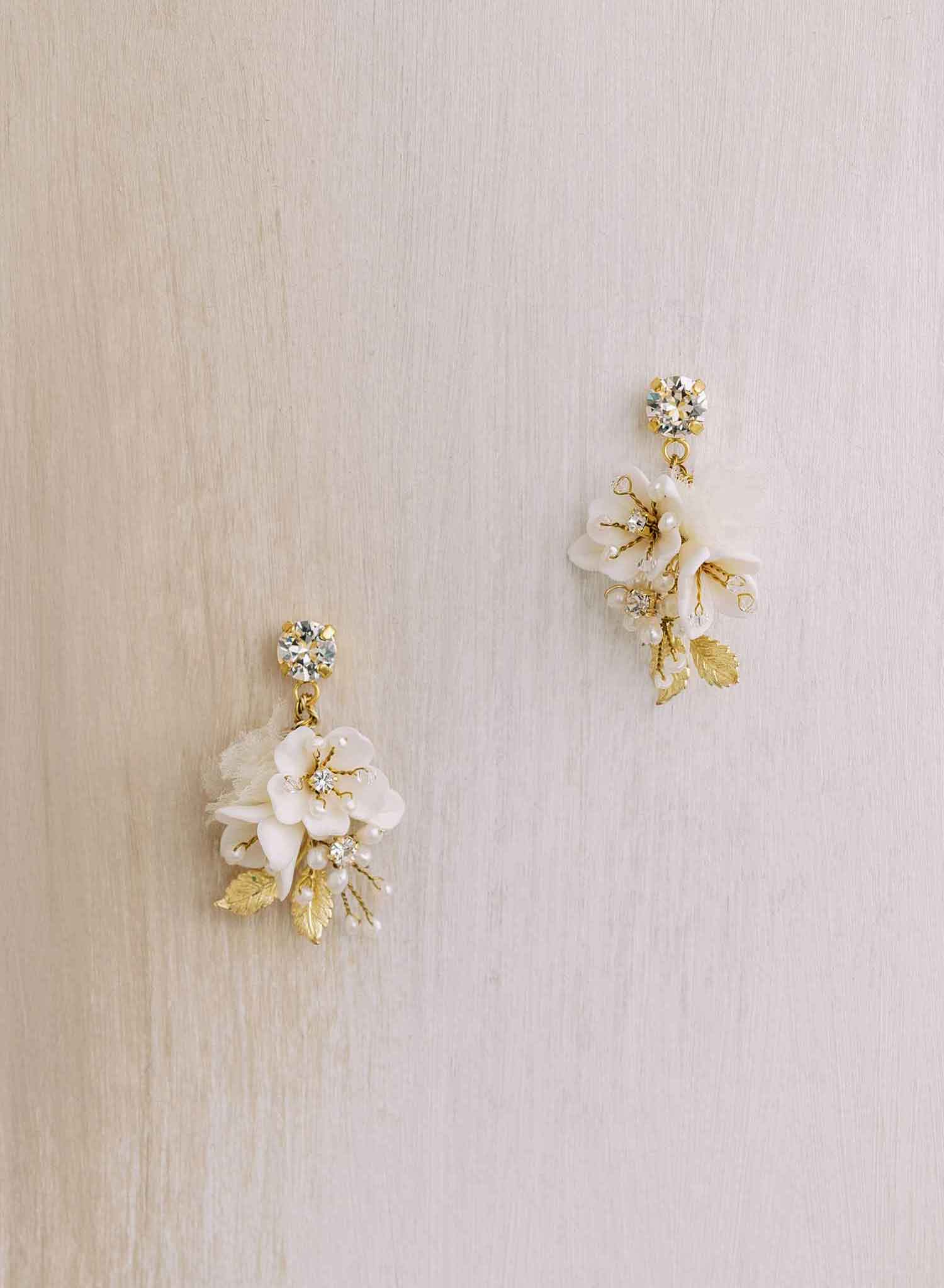 Elegant Petite Floral Crystal Bridal Earrings - Style #2100 | Perfect for Weddings, Prom & Formal Events