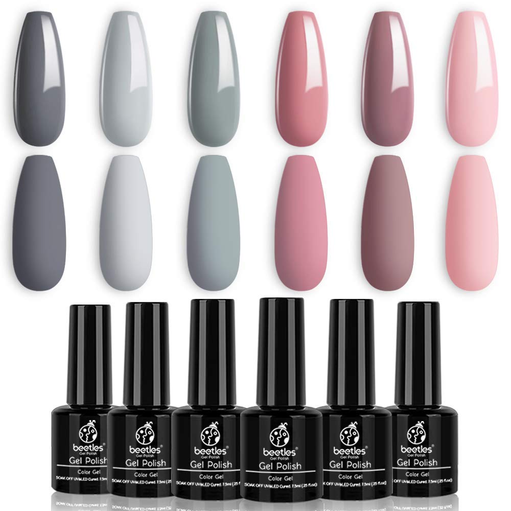 Beetles Bridesmaid Beauty Classic Gel Nail Polish Set with Gel Polish Remover Kit - 6 Colors Long Lasting Nail Art Kit for Wedding, Party & Special Occasions