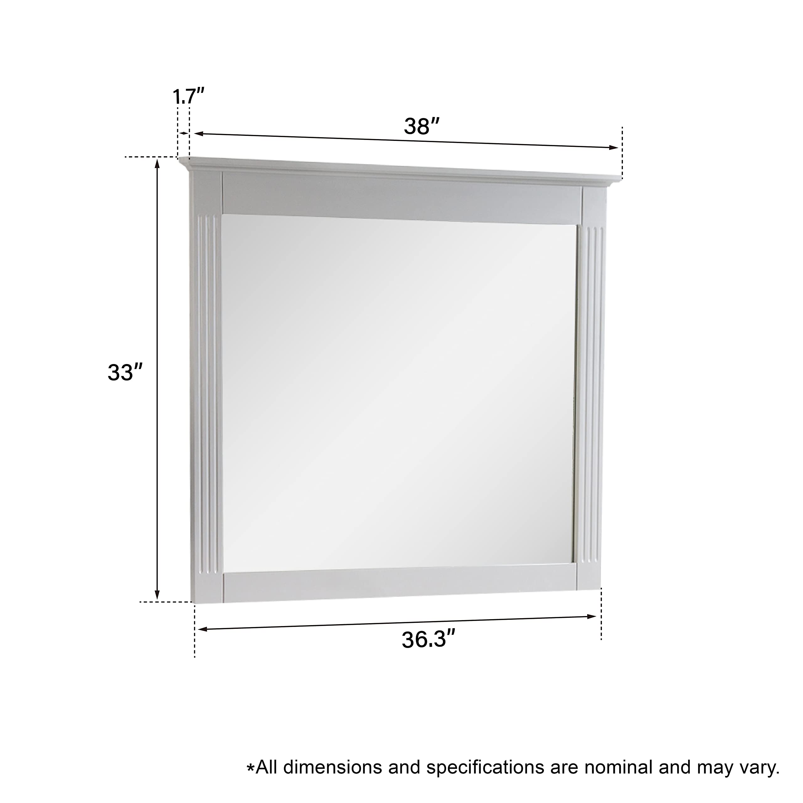 WELLFOR 38x33 Inch Wall Mounted Wood Framed Vanity Mirror - Rectangle HD Bathroom Mirror with Vertical/Horizontal Hanging Options - Perfect for Bathroom, Living Room & Entryway Decor - Elegant Grey Finish