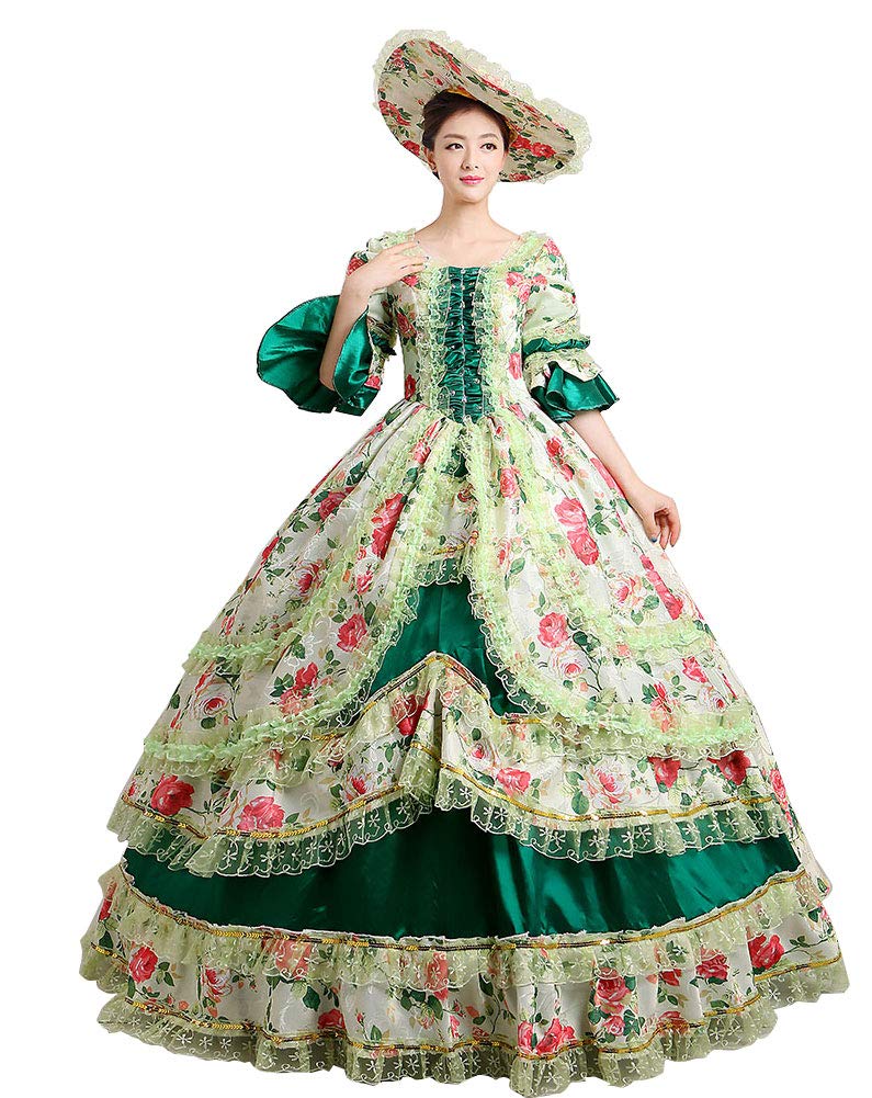 Zukzi Women's Gothic Victorian Ball Gown - Elegant Prom Dress for Masquerade Parties, Halloween Costume & Fancy Palace Events | Plus Size Options Available
