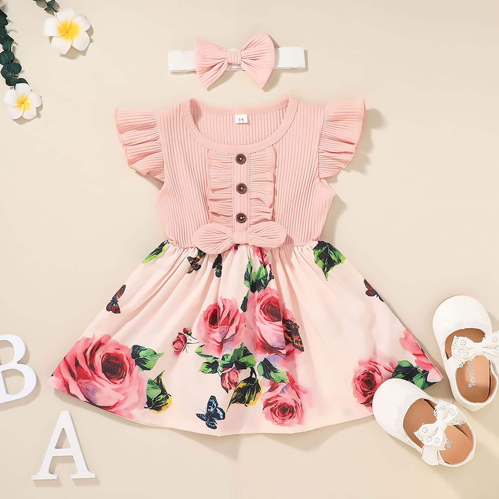 VINUOKER Toddler Girl Floral Summer Dress - Cute Baby Girls Sundress, Casual Play Outfit for Beach, Party & Outdoor Activities