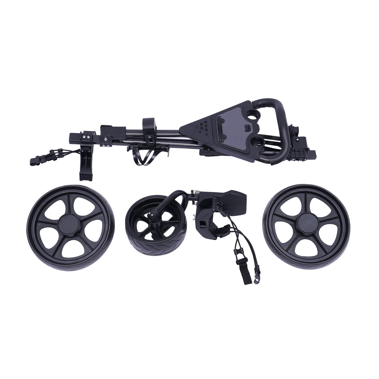 3 Wheel Lightweight Folding Golf Push Cart - Collapsible Golf Pull Trolley with Ball Holder, Water Cup Holder & Scoreboard | Easy Fold Design for Convenient Storage | Perfect for Golf Courses, Driving Ranges & Outdoor Practice