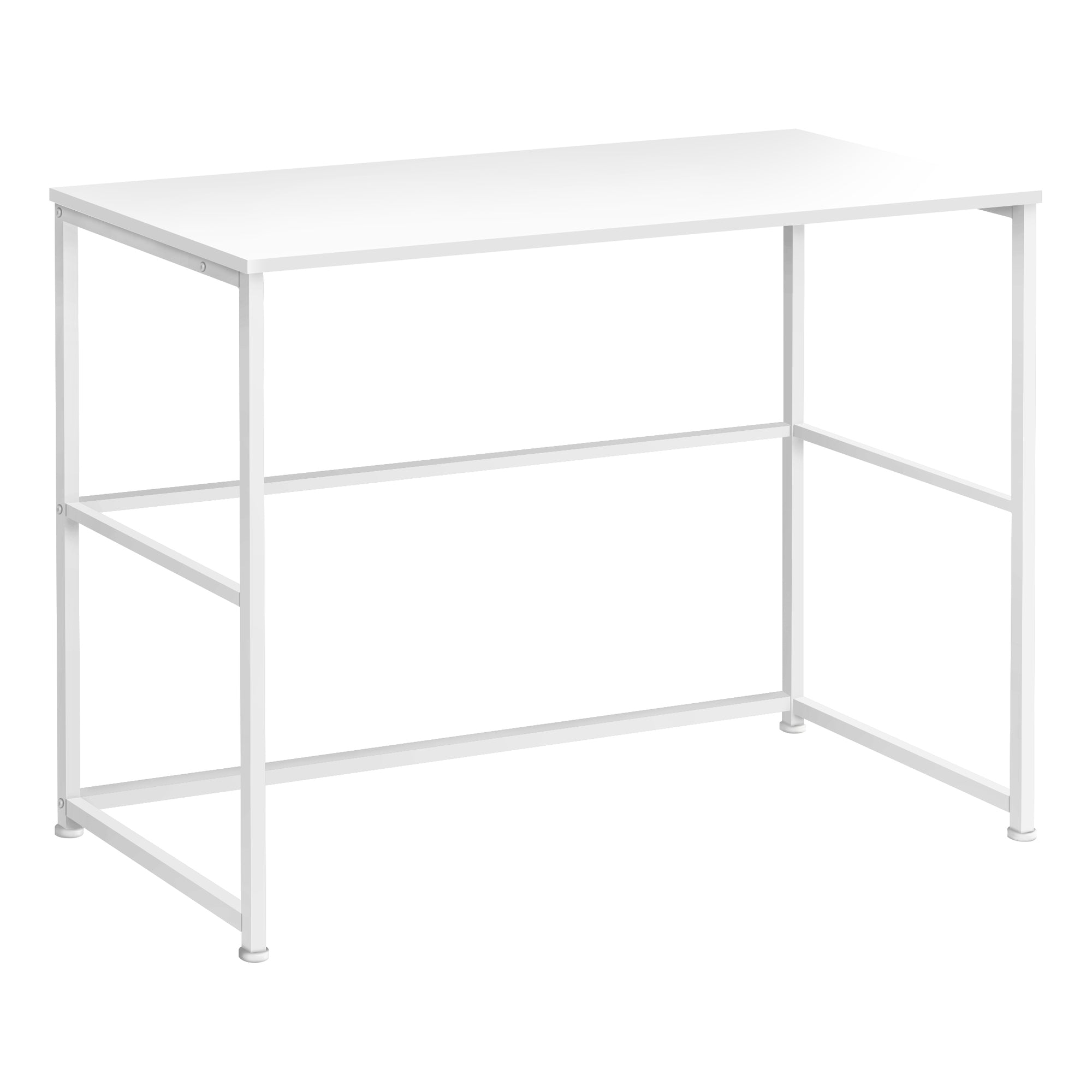 40L White Computer Desk with Metal Frame - Perfect for Home Office, Gaming, and Study Spaces