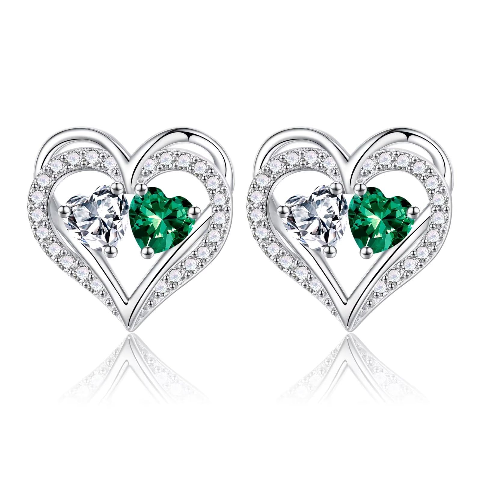 925 Sterling Silver Birthstone Heart Earrings for Women - Elegant Anniversary, Birthday Gift for Wife, Girlfriend, Mom | Perfect for Valentine's Day, Mother's Day & Special Occasions