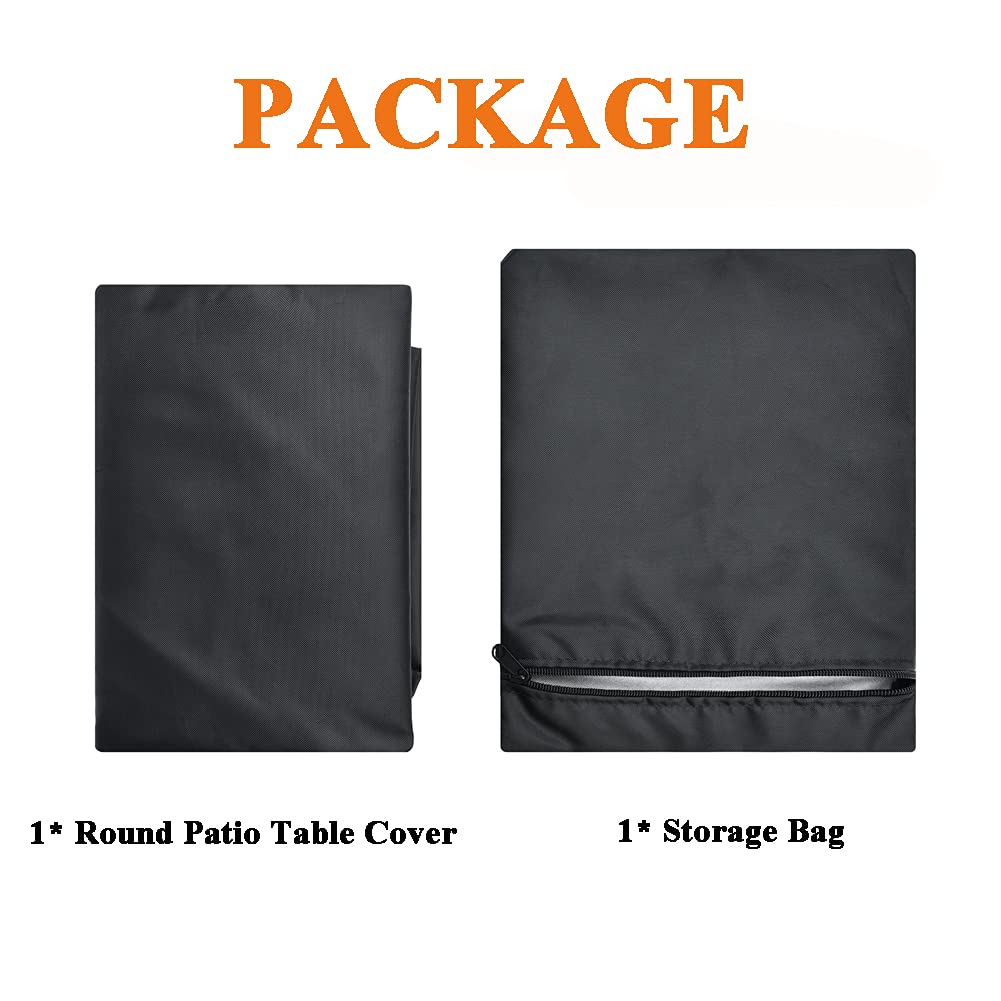 90D Waterproof Round Patio Table Cover 90 Inch - UV Resistant All-Weather Outdoor Furniture Protector for Dining Table & Chairs Set - Perfect for Backyard, Deck, Garden, and Poolside Use