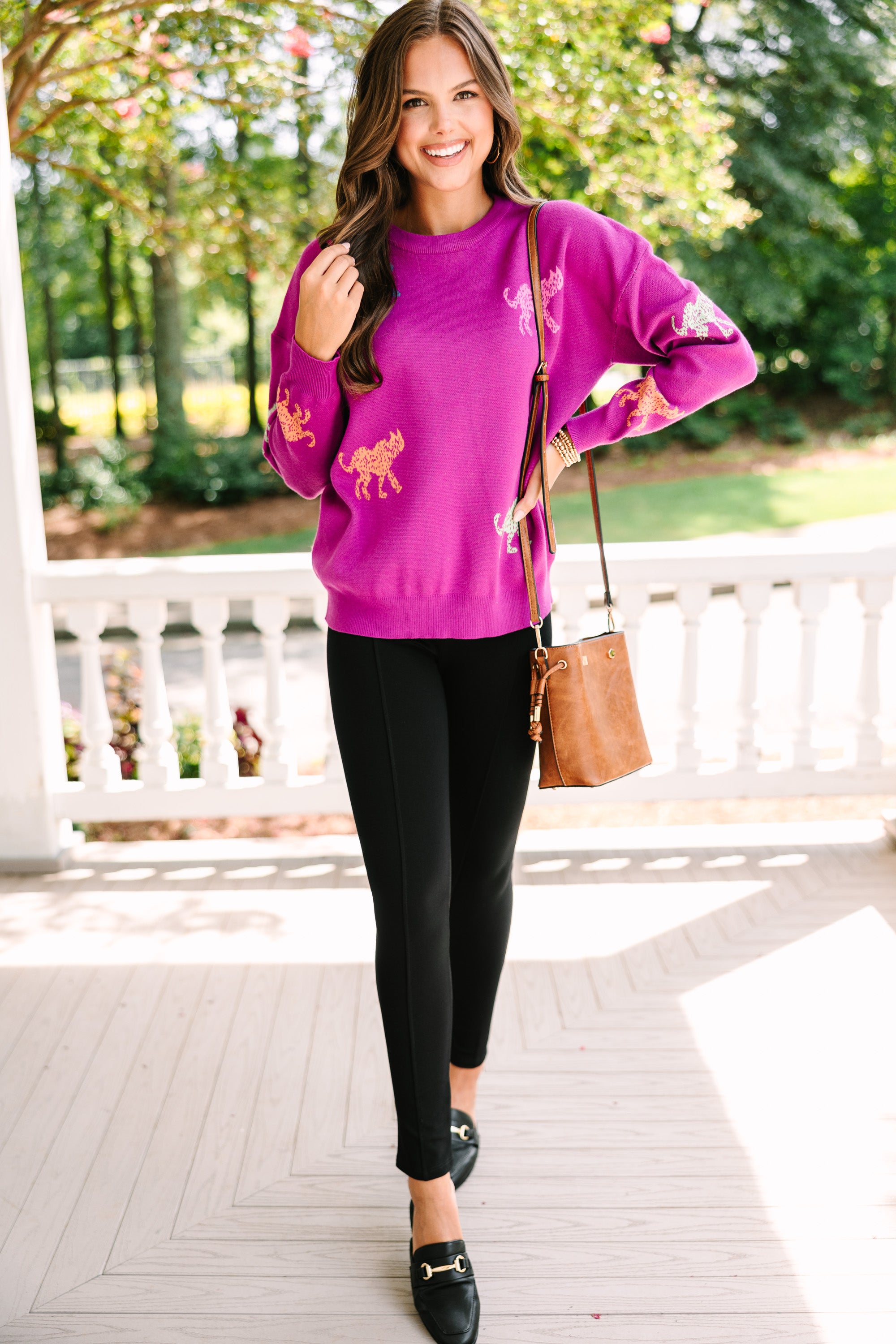 Stylish Violet Purple Cheetah Print Sweater for Women - Trendy Animal Print Pullover for Casual Wear, Parties & Fall Fashion