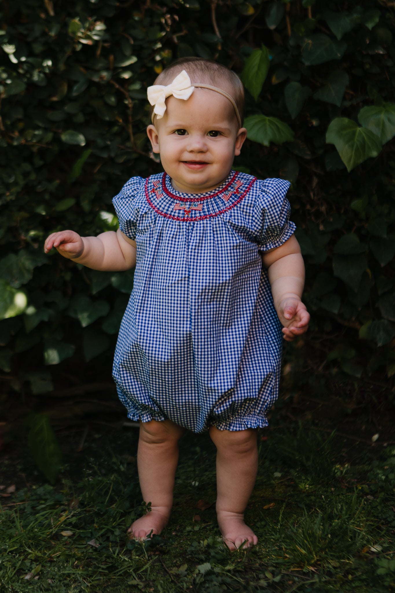 Baby Martha Romper - Blue Gingham Outfit for Newborns & Infants | Perfect for Family Photos, Playdates & Special Occasions