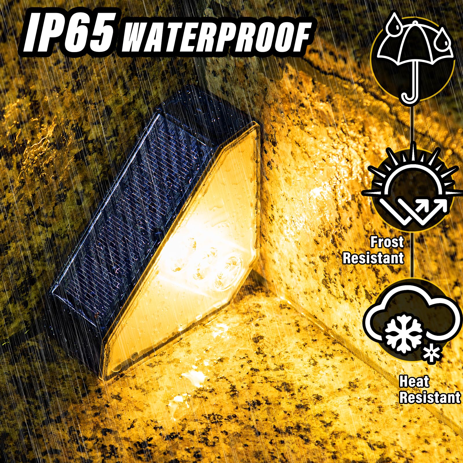 ROSHWEY 12 Pack Solar Step Lights for Outdoor Stairs, Waterproof Triangle Deck Lights - Solar Powered Warm White Lighting for Front Porch, Backyard, Patio & Garden Pathways | Perfect for Nighttime Safety and Landscape Decoration