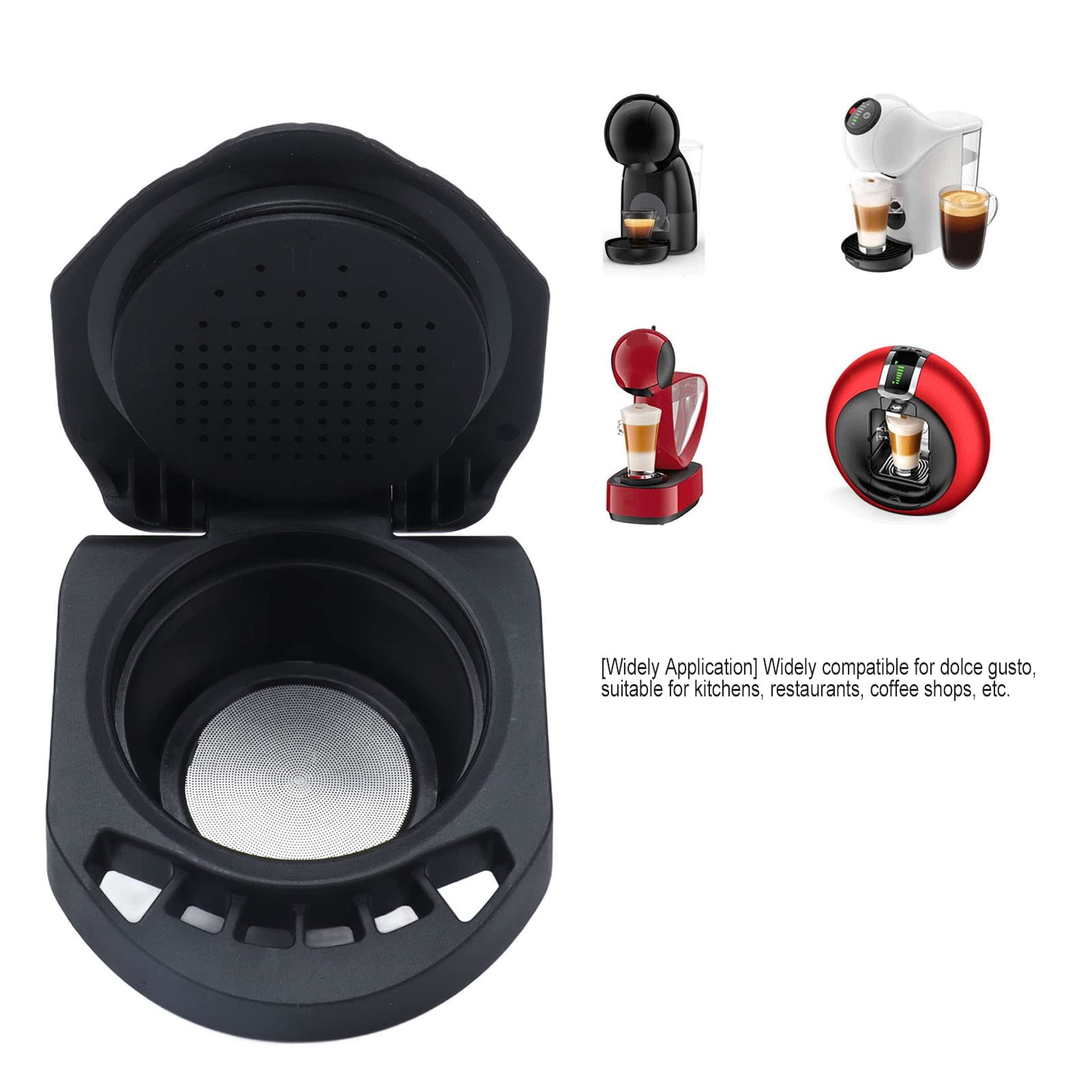 Eco-Friendly Black Reusable Coffee Capsule Filter Cup - Compatible with Most Coffee Makers | Perfect for Home, Office & Travel Use