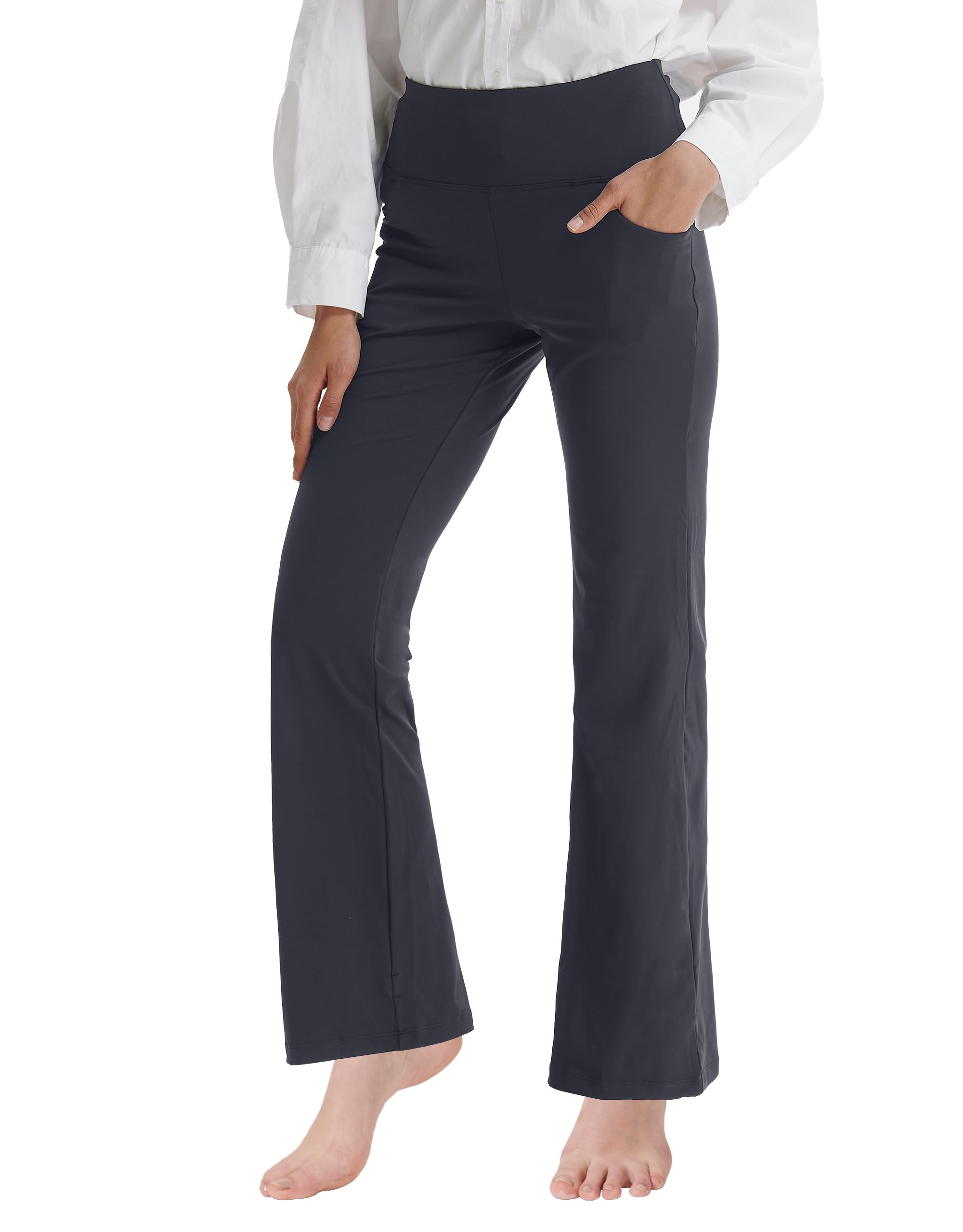 Cifupy Women's High Waist Bootcut Yoga Pants with Pockets - 4-Way Stretch Workout Pants, Bootleg Dress Pants for Yoga, Running & Office Wear