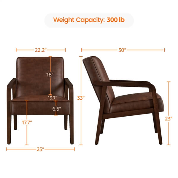 Yaheetech Mid Century Modern Upholstered Lounge Chair - Comfortable Accent Chair for Living Room, Bedroom & Office - Perfect for Relaxing, Reading & Home Decor