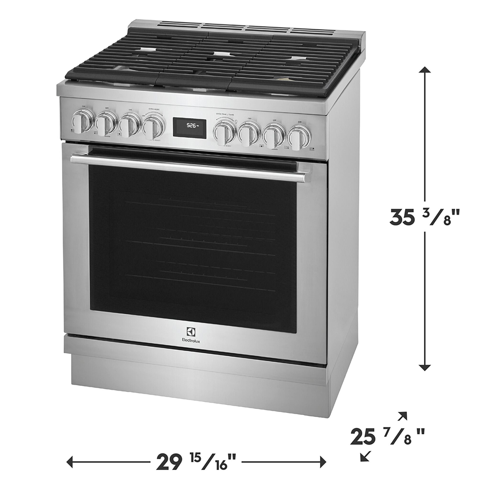 Electrolux ECFG3068AS 30-Inch Stainless Steel Front Control Freestanding Gas Range - 4.5 Cu. Ft. Oven Capacity, 5 Sealed Burners - Perfect for Home Kitchens & Professional Cooking