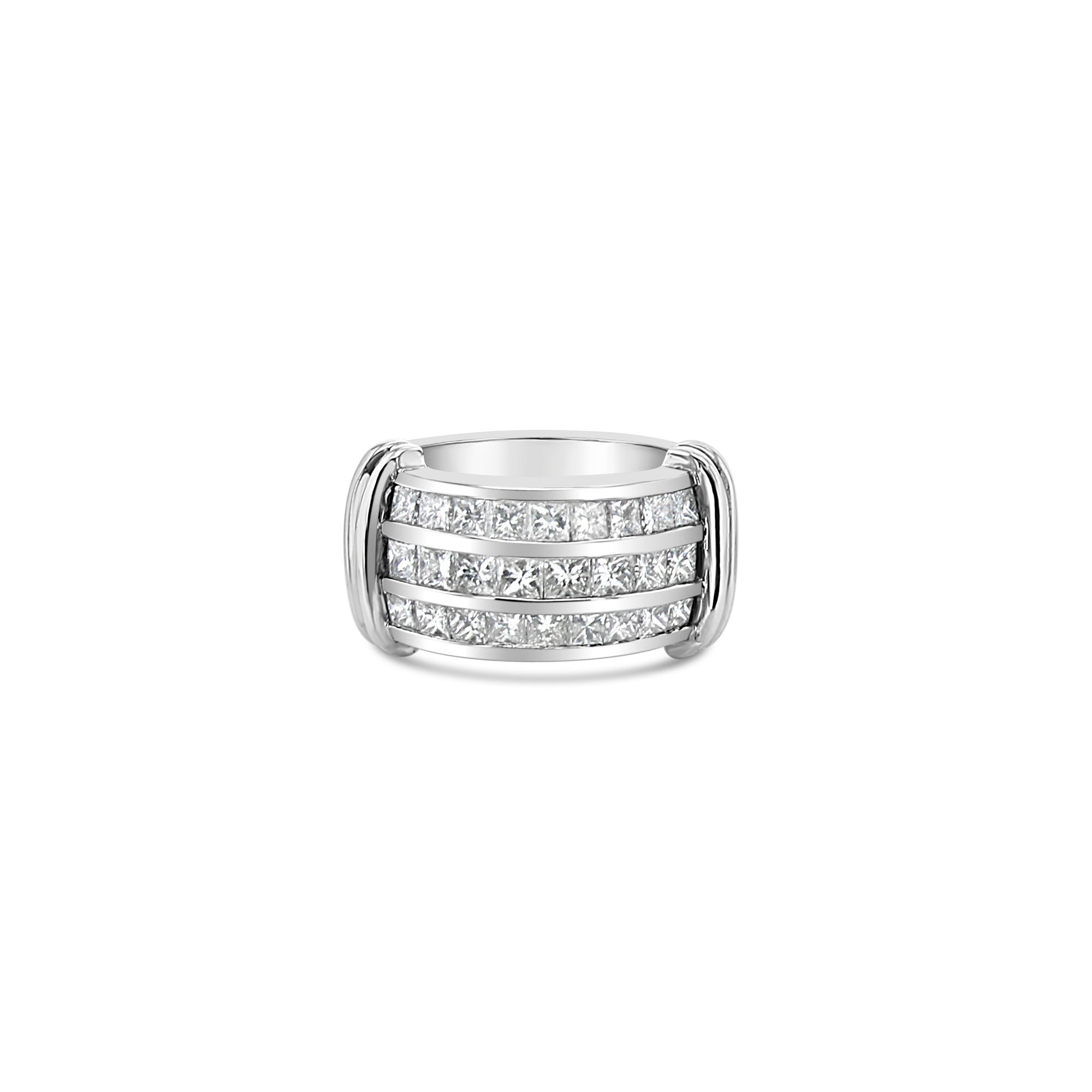 1.86cttw Three Row Princess Cut Diamond Ring for Women - Elegant Wedding, Engagement & Anniversary Jewelry Gift