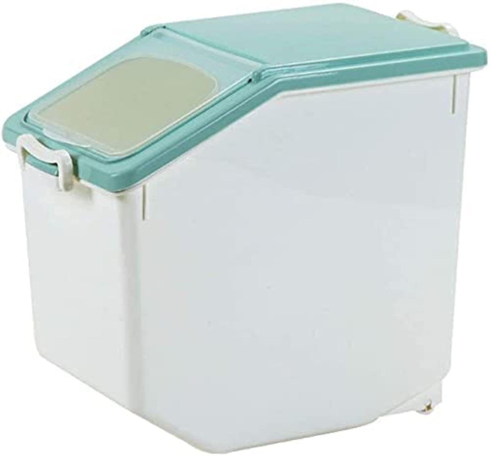 2-Pack 15KG Airtight Grain Storage Containers with Wheels & Measuring Cup - Moisture-Proof Rice, Cereals, Beans & Flour Food Storage Bins for Kitchen Pantry Organization (Ideal for Bulk Food Storage & Meal Prep)