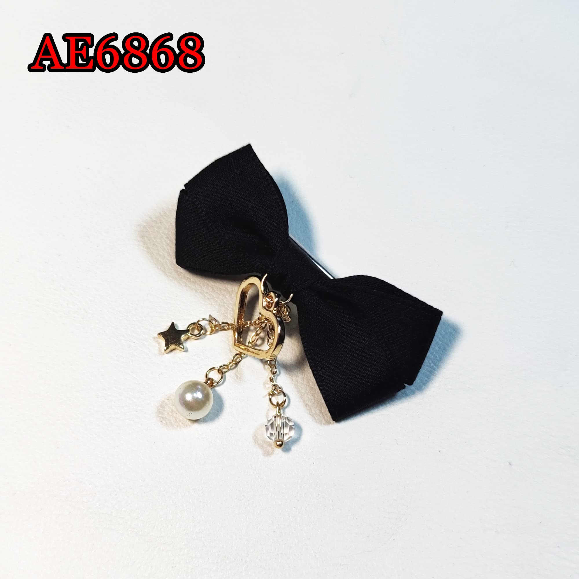 2pcs Lolita Black Hair Bow Clips with Star & Heart Charms - Cute Anime Hair Accessories for Girls & Teens - Perfect for Cosplay, School, Parties & Daily Styling