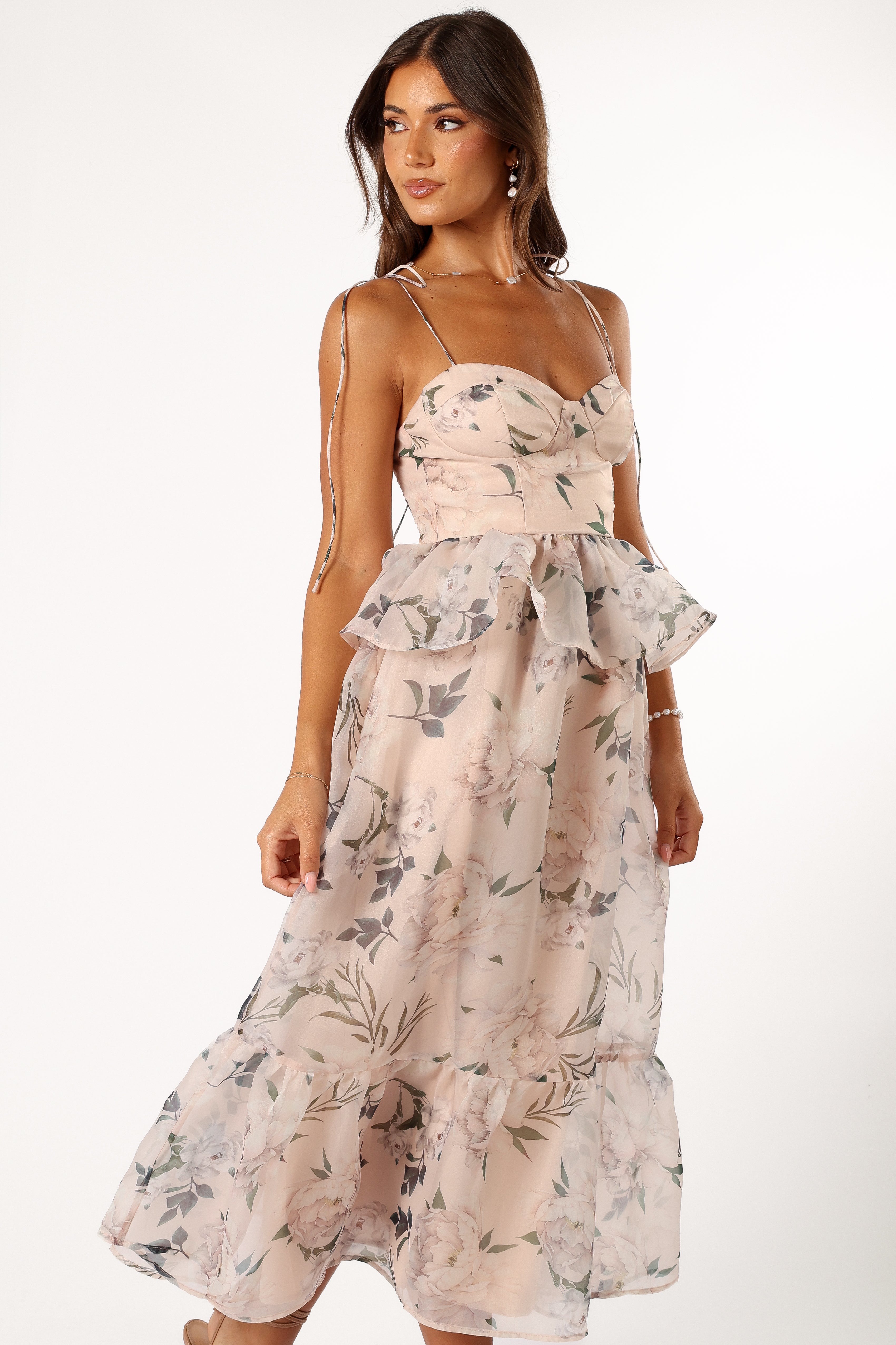 Kennie Midi Dress - Floral Print Pink Summer Dress for Women | Casual & Party Wear | Perfect for Beach, Brunch & Date Nights